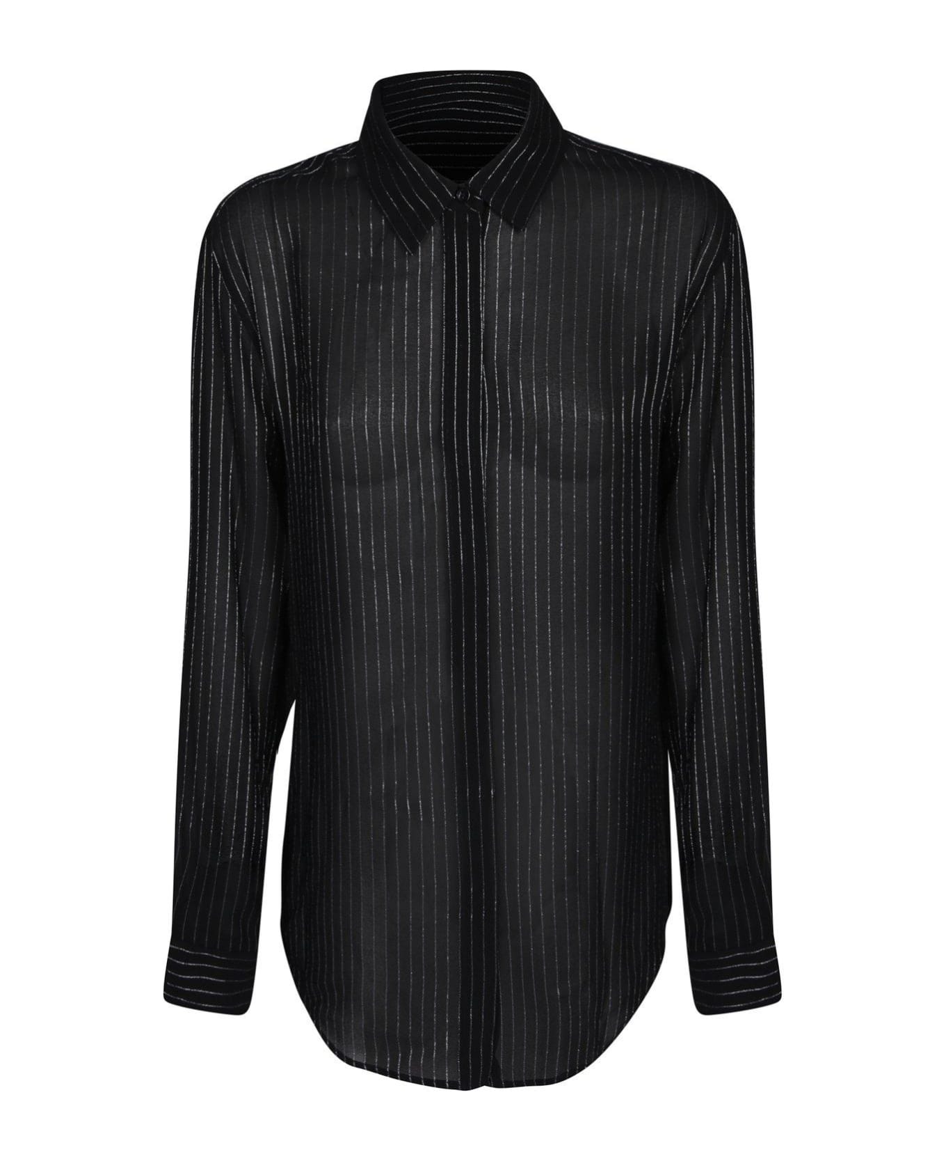 Saint Laurent Striped Long-sleeved Shirt - Black シャツ