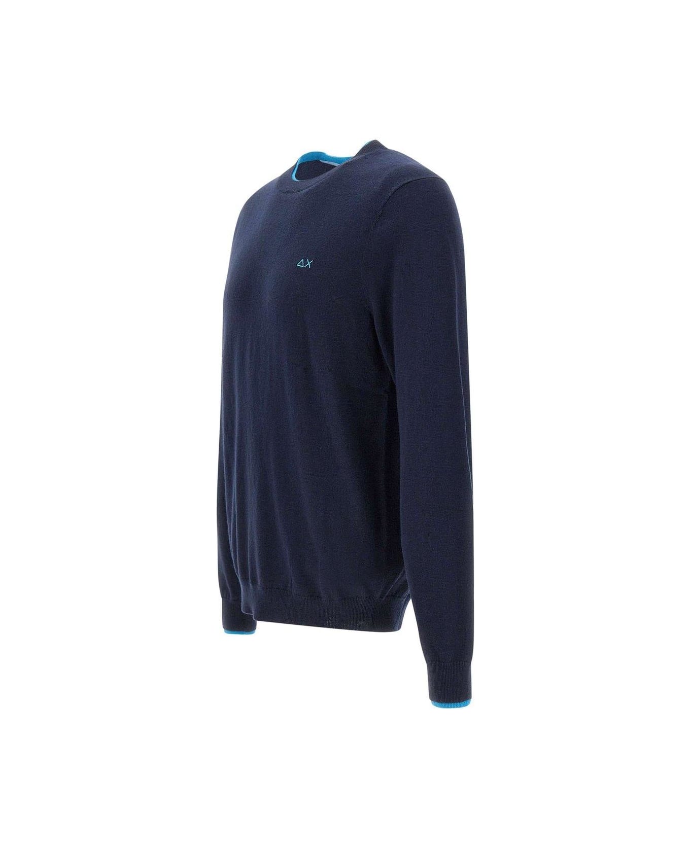 Sun 68 Logo Detailed Crewneck Jumper Sun 68 - BLUE