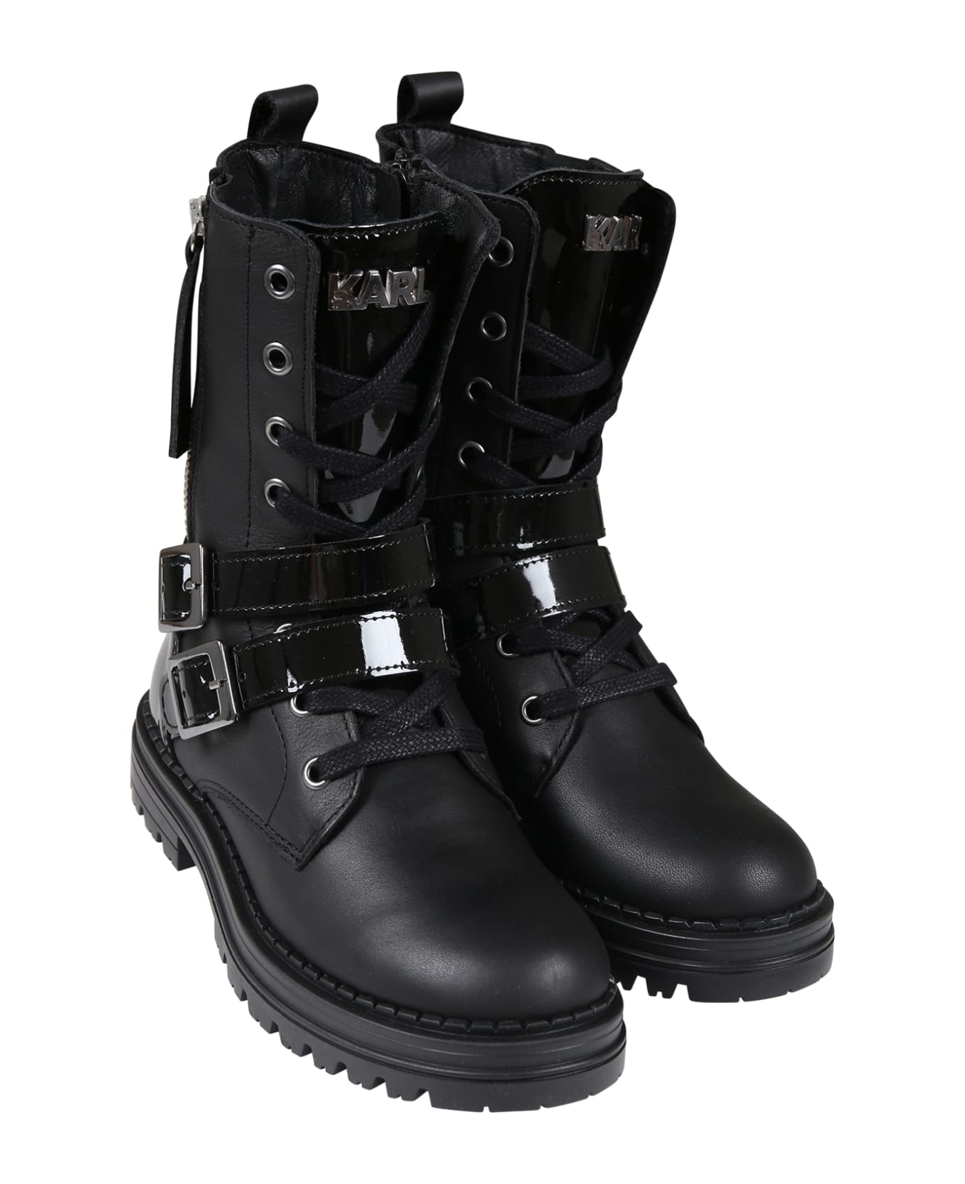 Karl Lagerfeld Kids Black Boots For Girl - Black