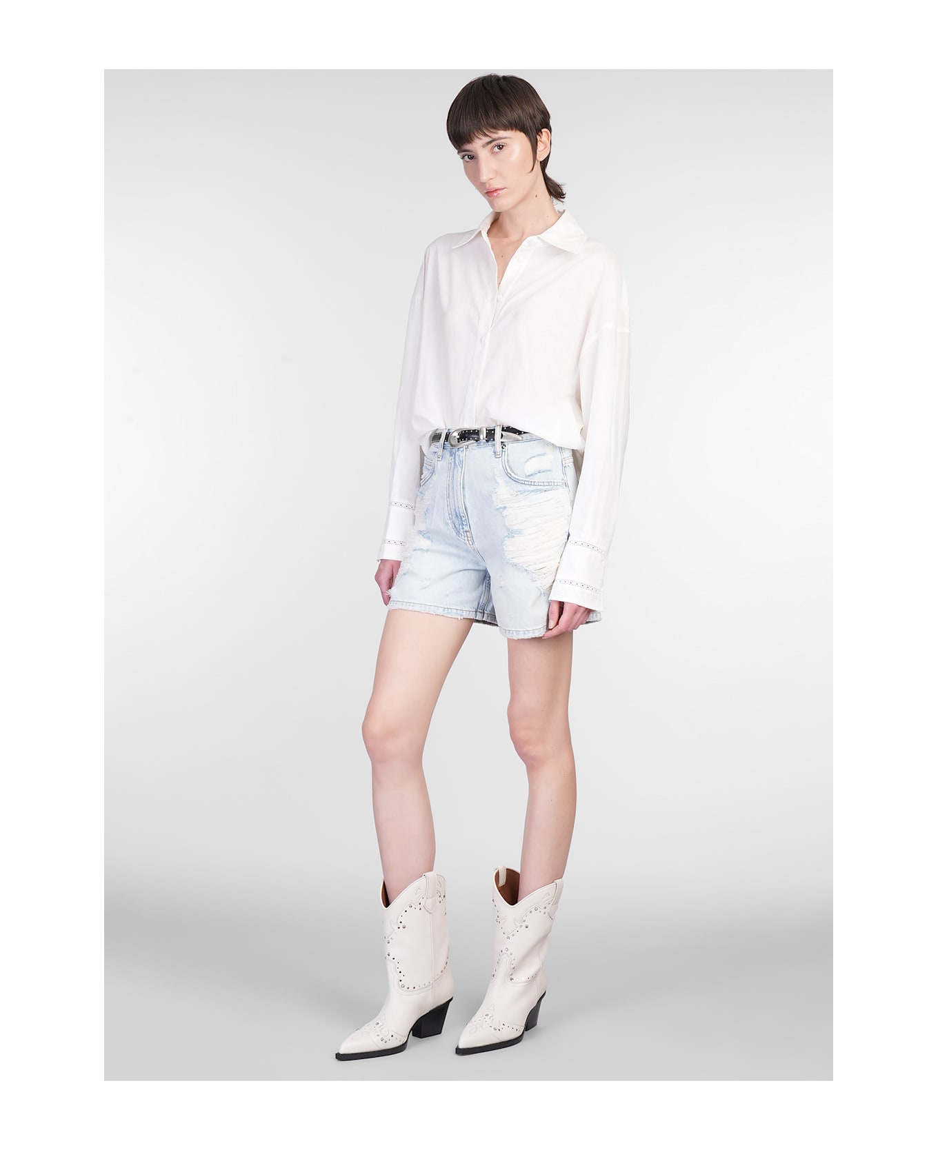 IRO Sascha Shorts In Blue Cotton - blue