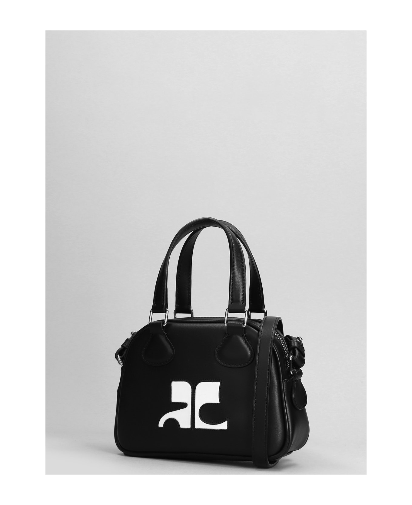 Courrèges Bowling Shoulder Bag In Black Leather - black