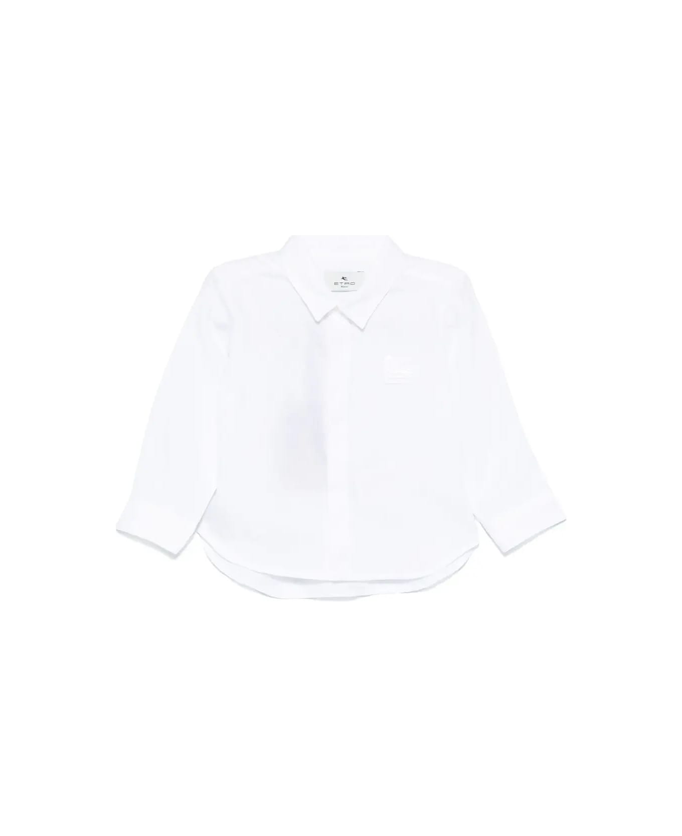 Etro White Jacquard Shirt With Embroidered Logo - White