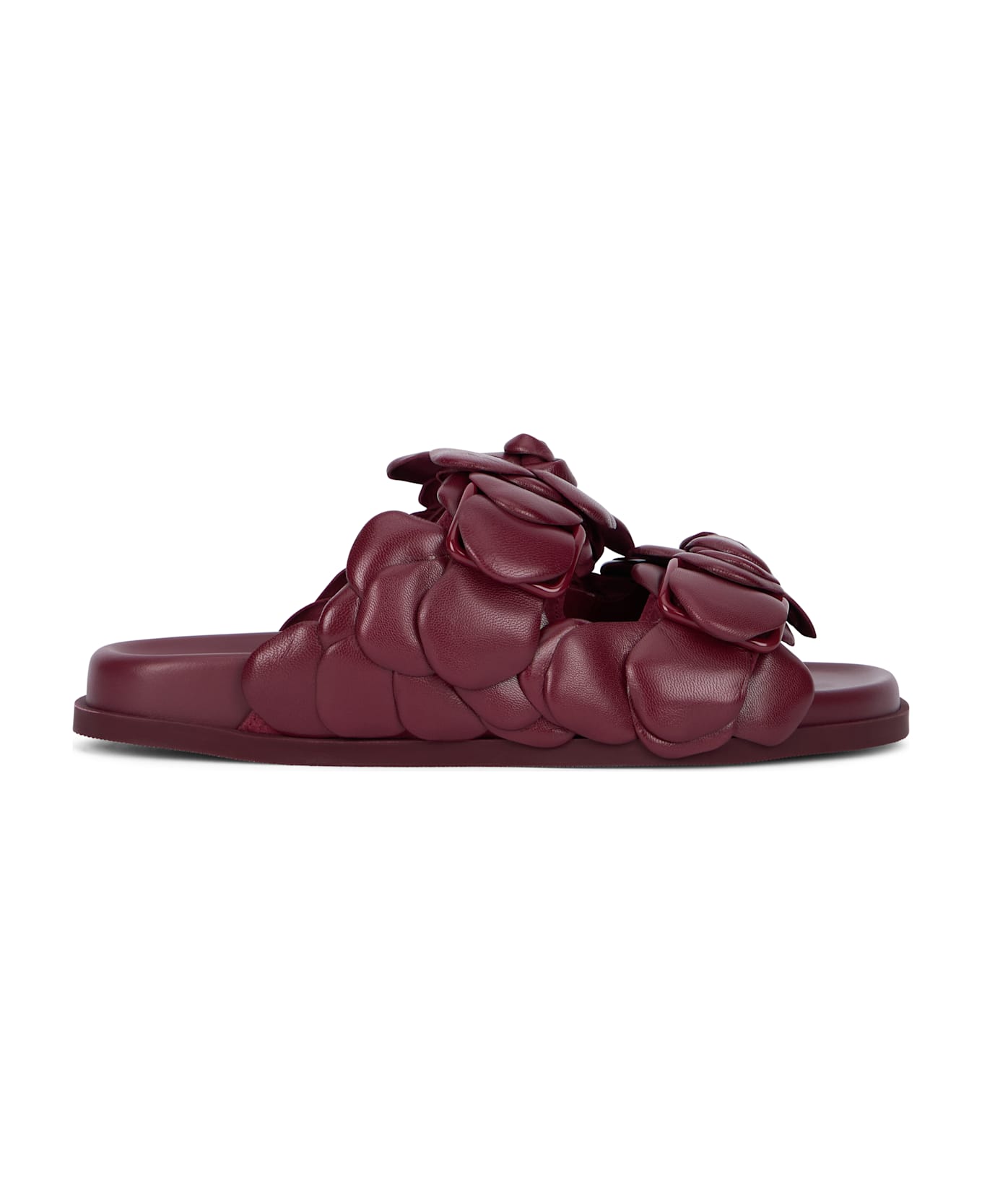 Valentino Garavani Slides In Leather - Burgundy