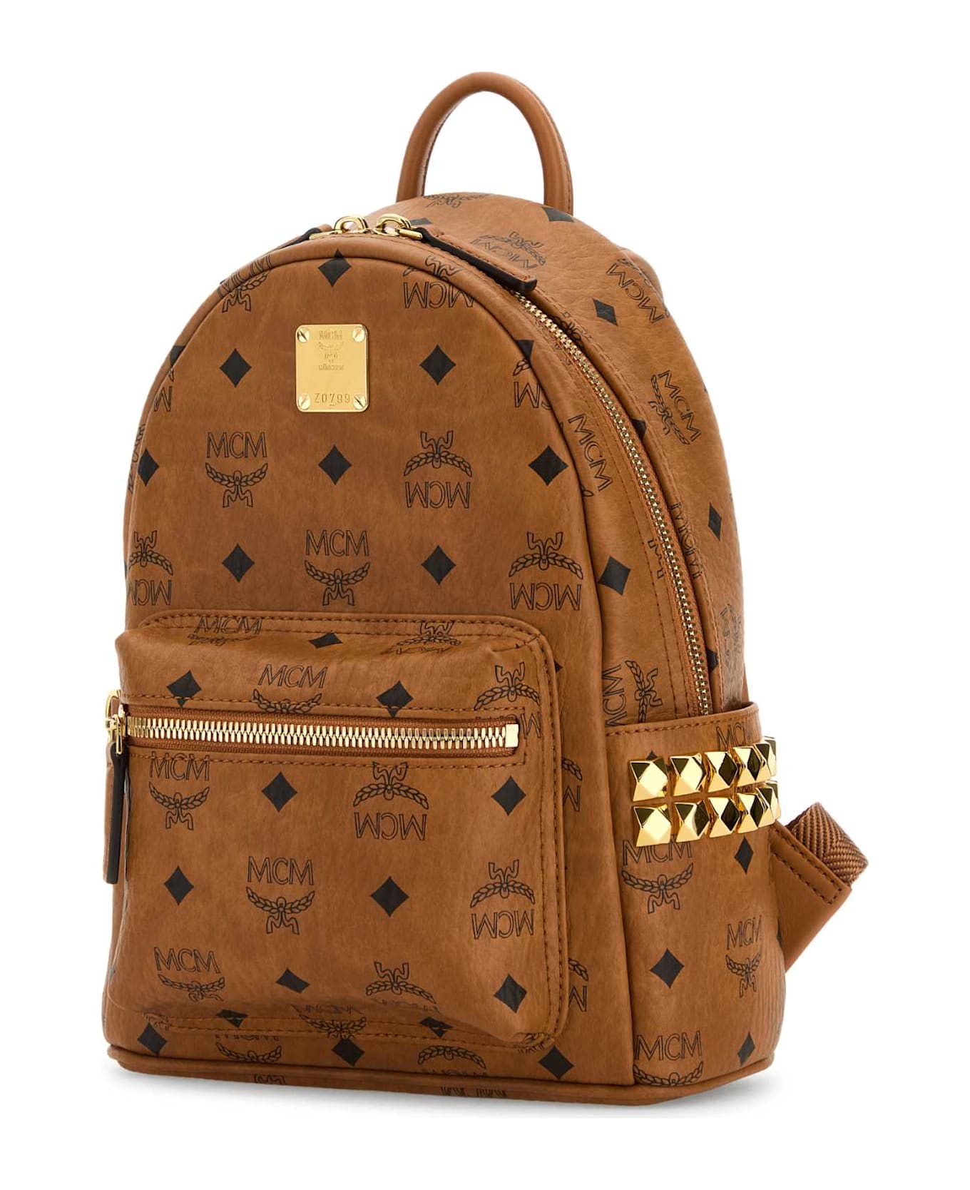 MCM Printed Canvas Mini Stark Backpack - COGNAC