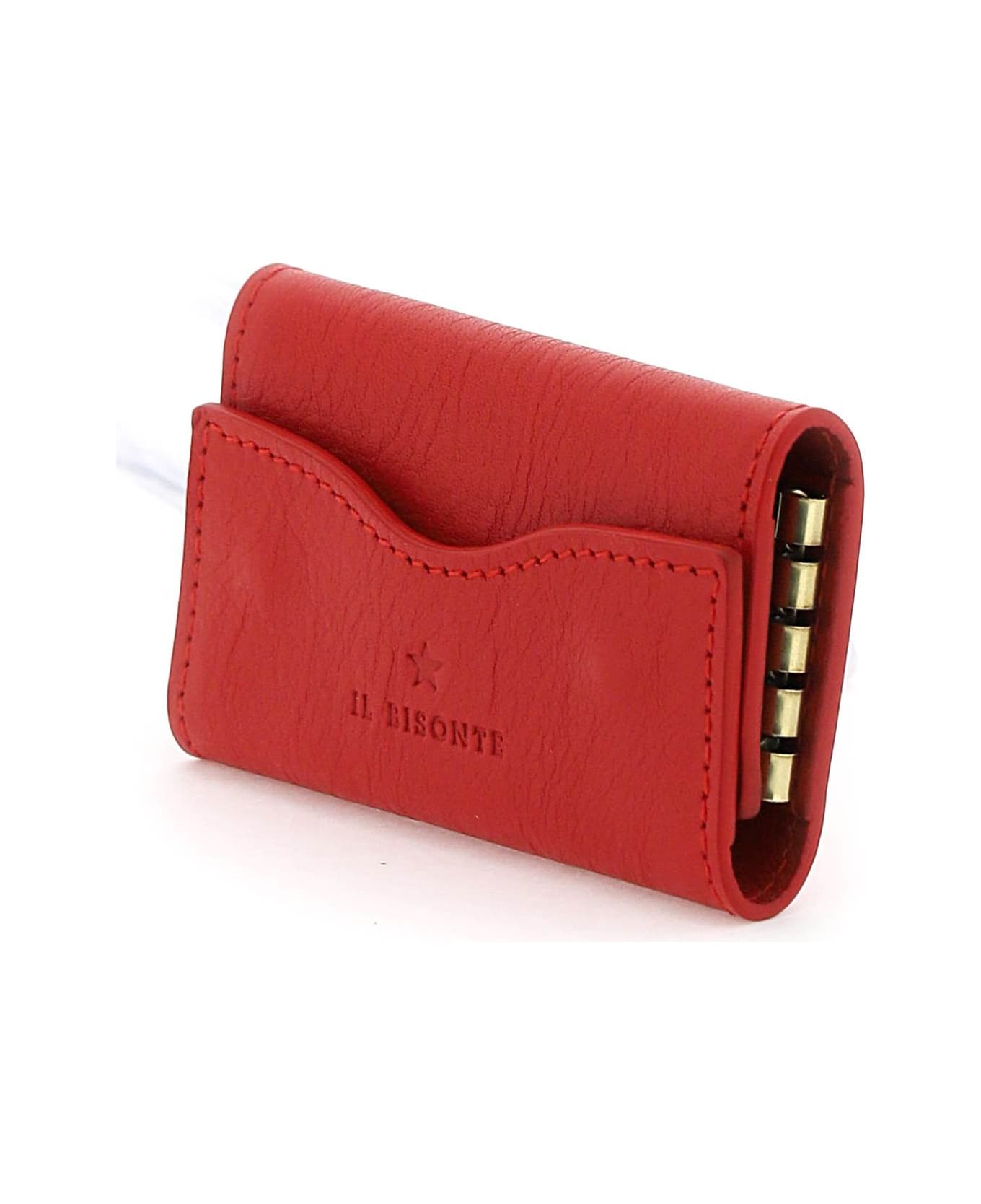 Il Bisonte Leather Key Holder - CASTAGNO ROSA (Red)