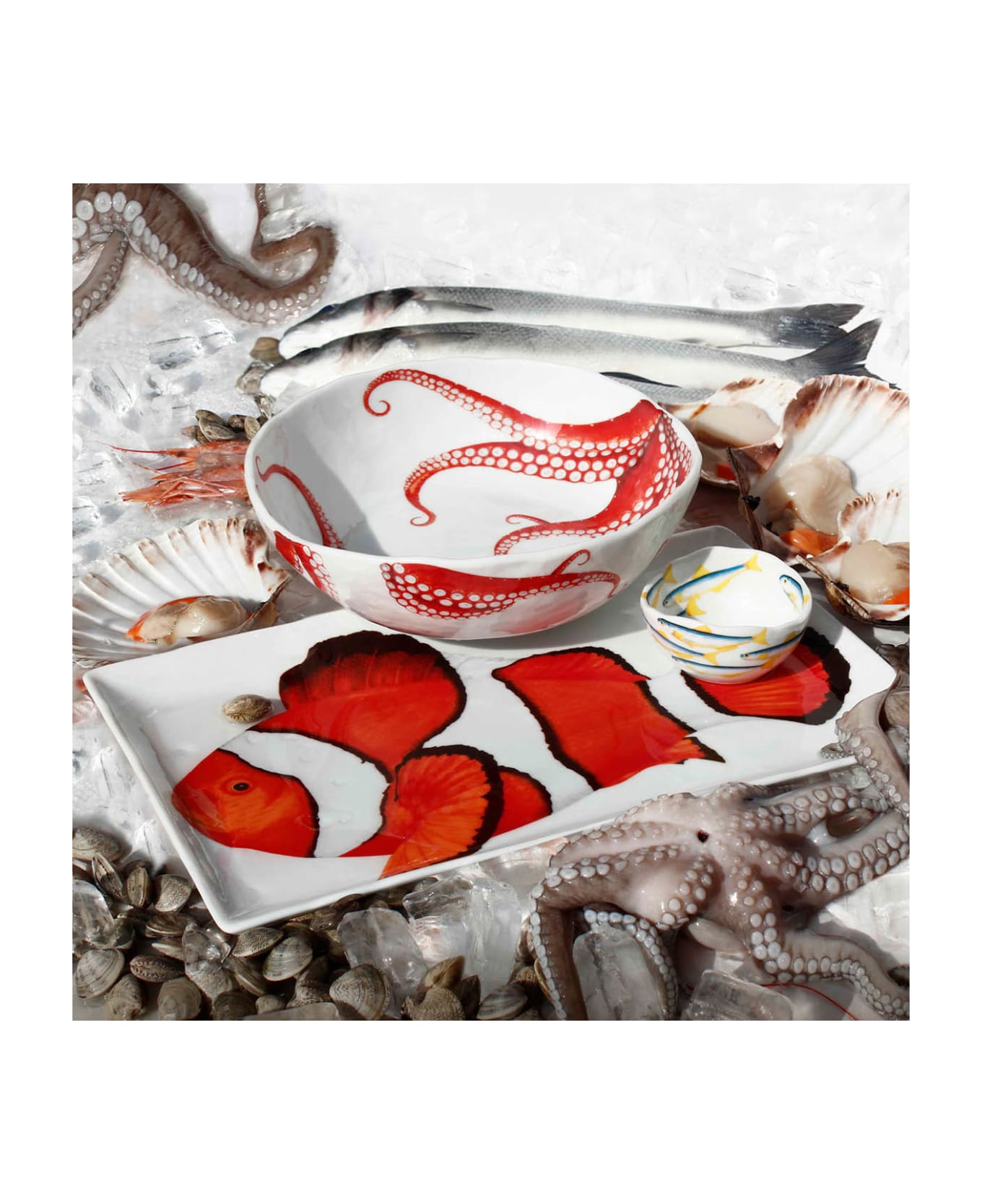 Taitù Set of 4 Pinch Pots ALICI - Dieta Mediterranea Fish Collection - Multicolor