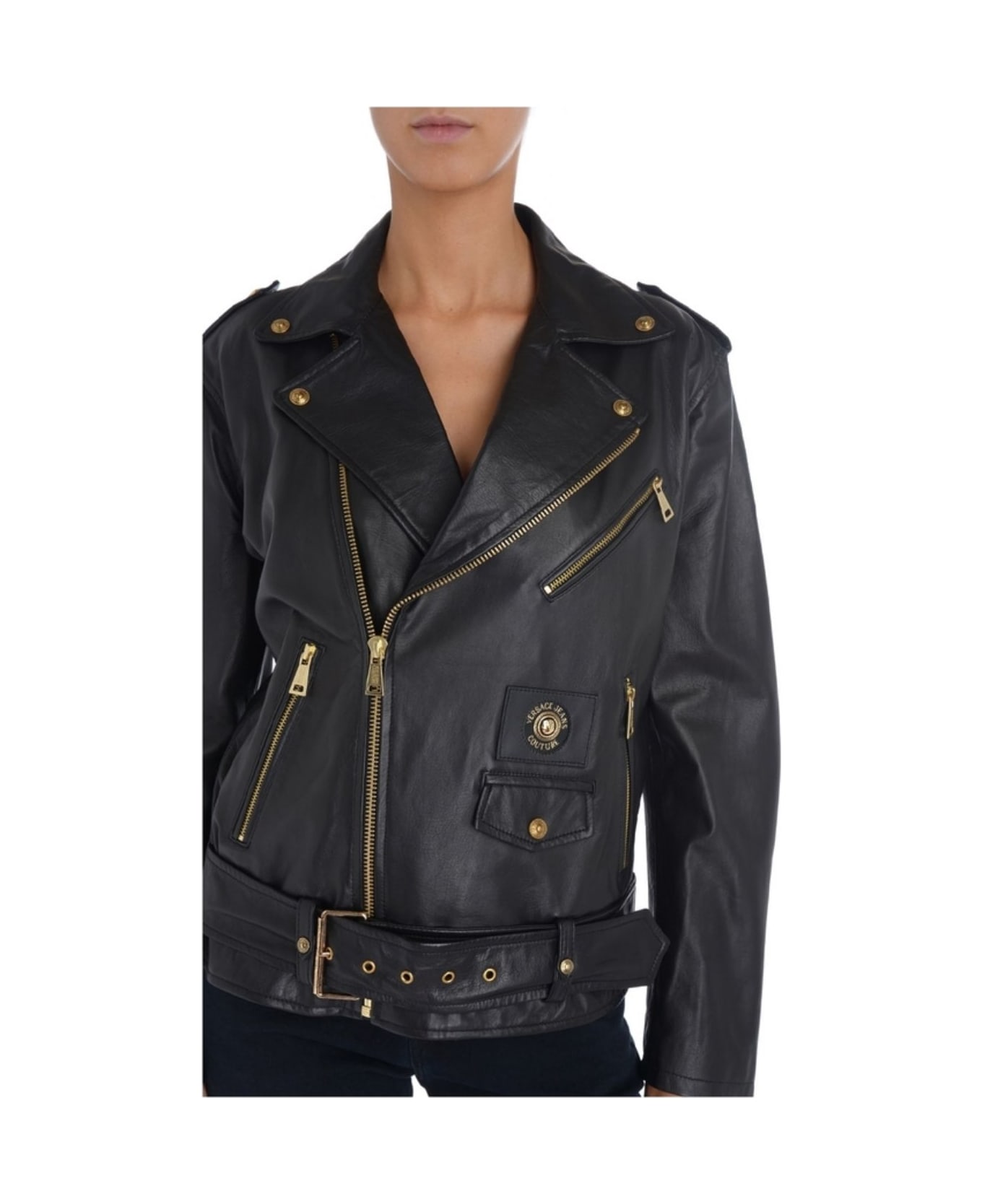 Versace Jeans Couture Leather Jacket - Black レザージャケット