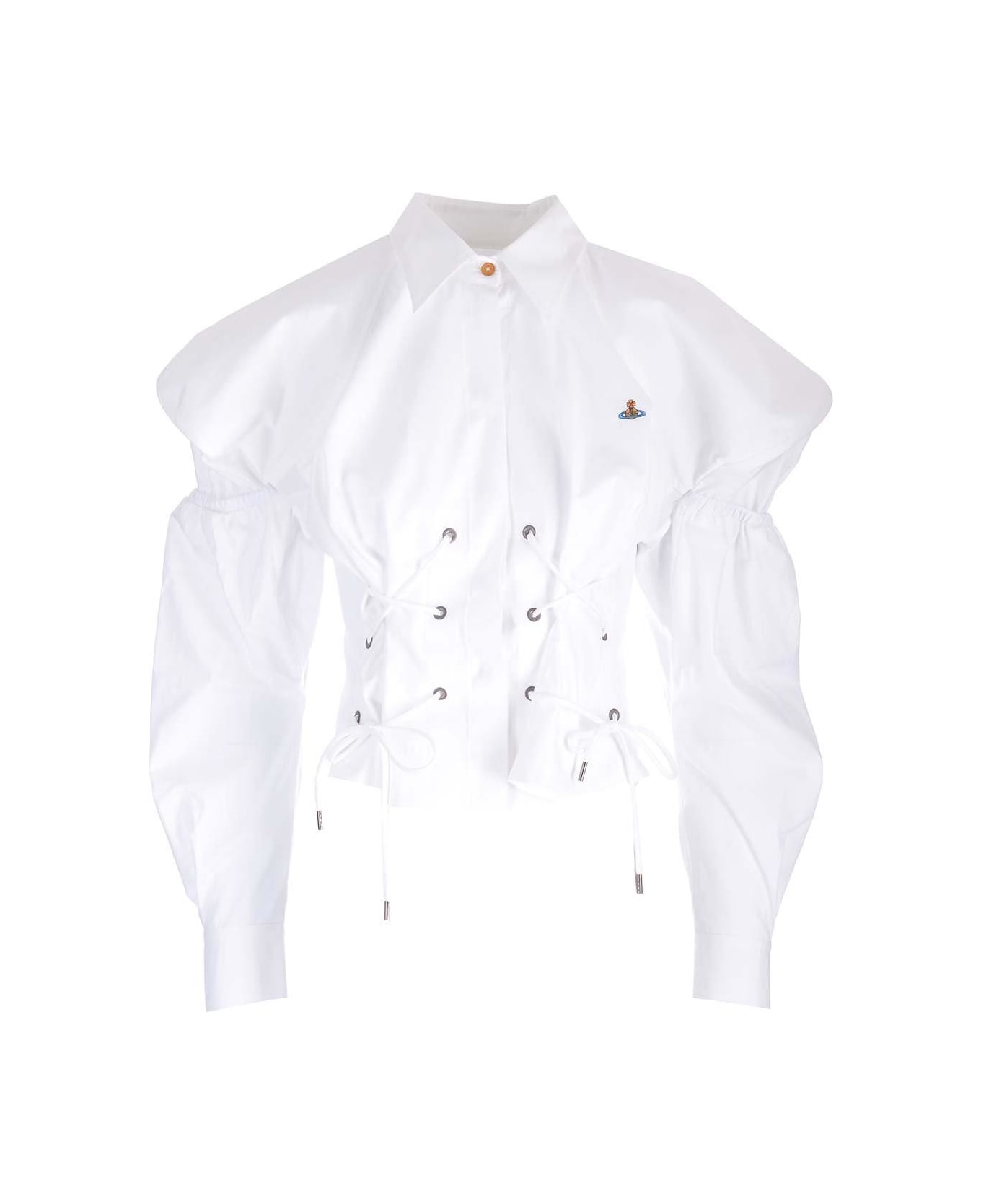 Vivienne Westwood Puff-sleeved Lace-up Detailed Top - White