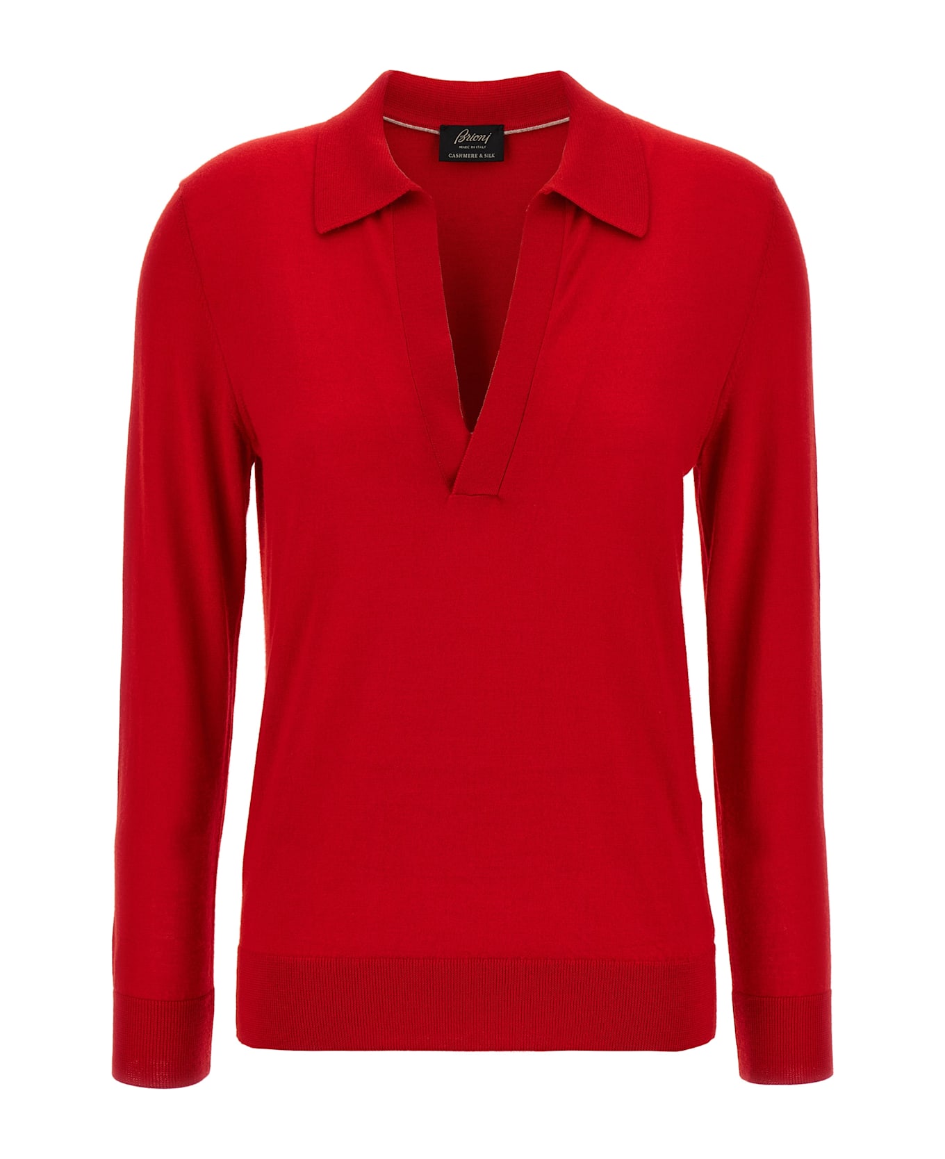Brioni Cashmere And Silk Polo Shirt - Red