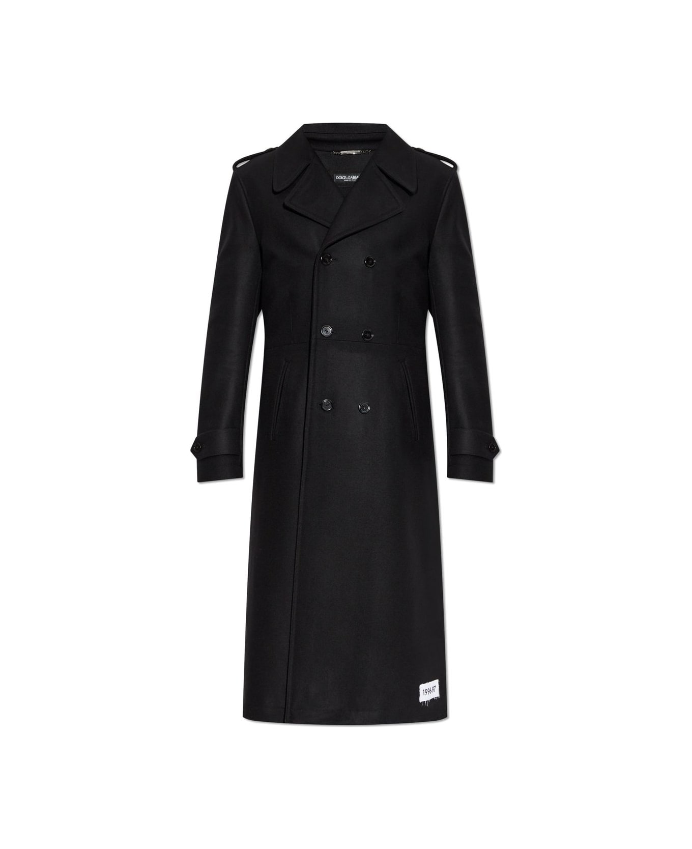 Dolce & Gabbana Double Breasted Straight Hem Coat - BLACK