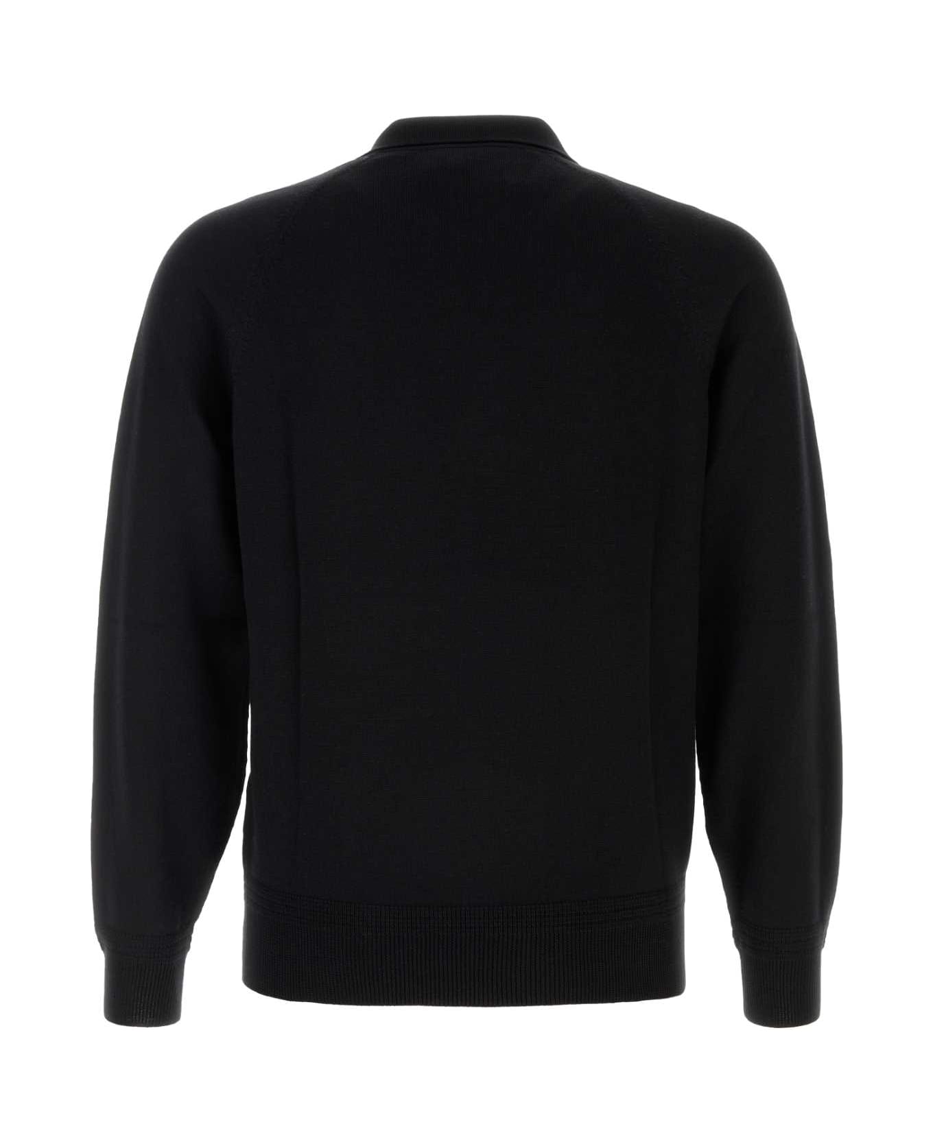 Tom Ford Black Wool Blend Polo Shirt - BLACK