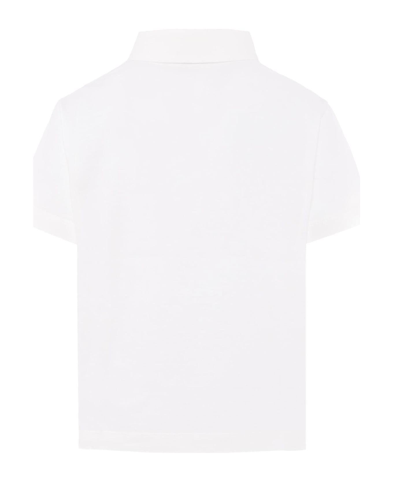 Fendi White Polo Shirt For Boy With Ff - White