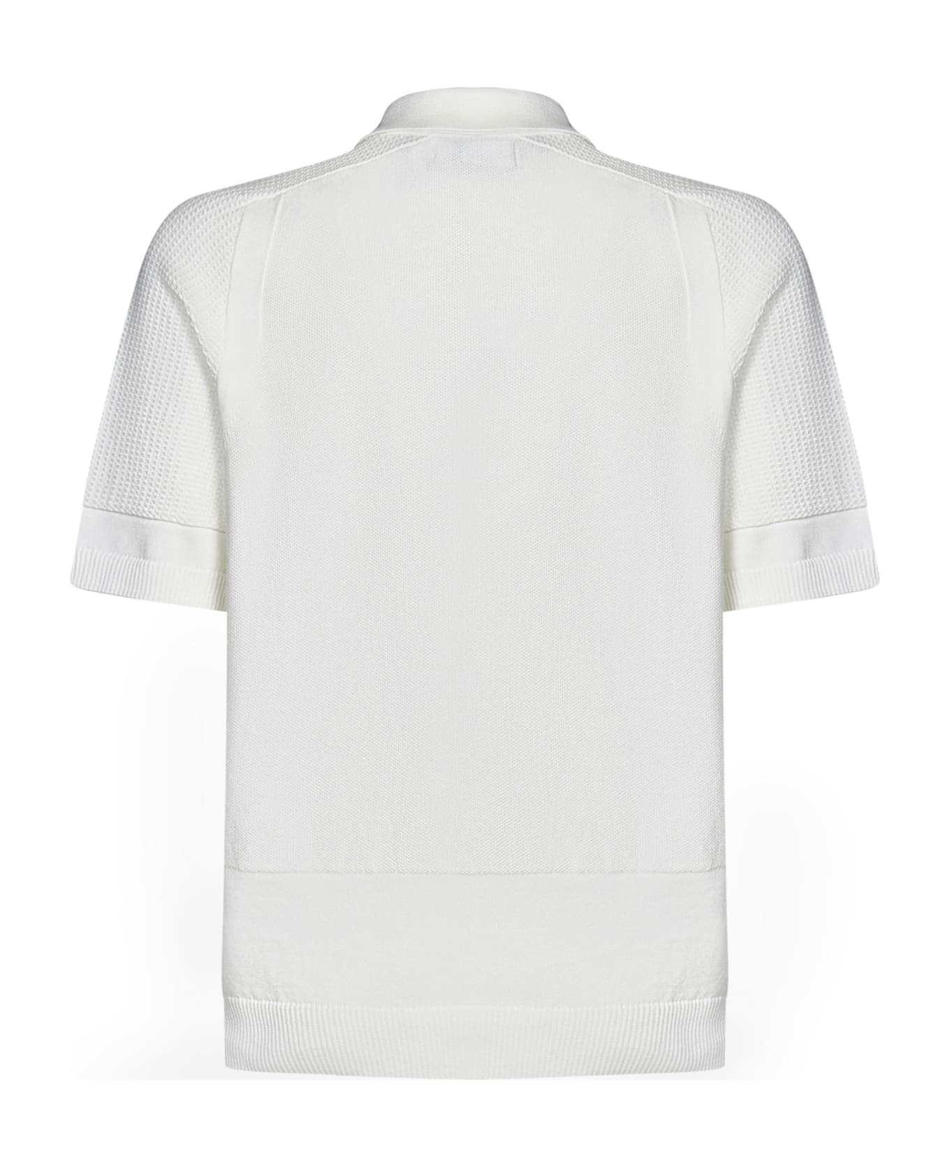 Stone Island Logo Patch Knitted Polo Shirt - White