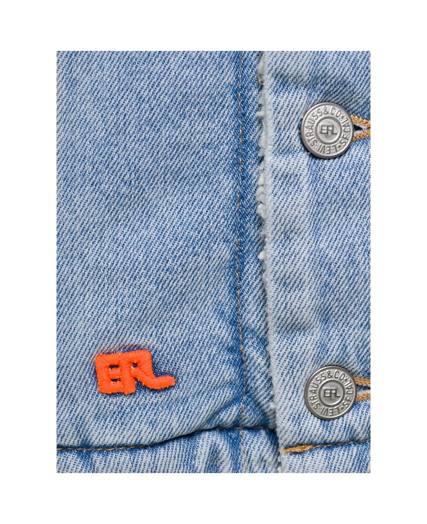 ERL 'sherpa Trucker' Light Blue Jacket With Logo Patch In Cotton Denim Erl X Levi's - Light blue