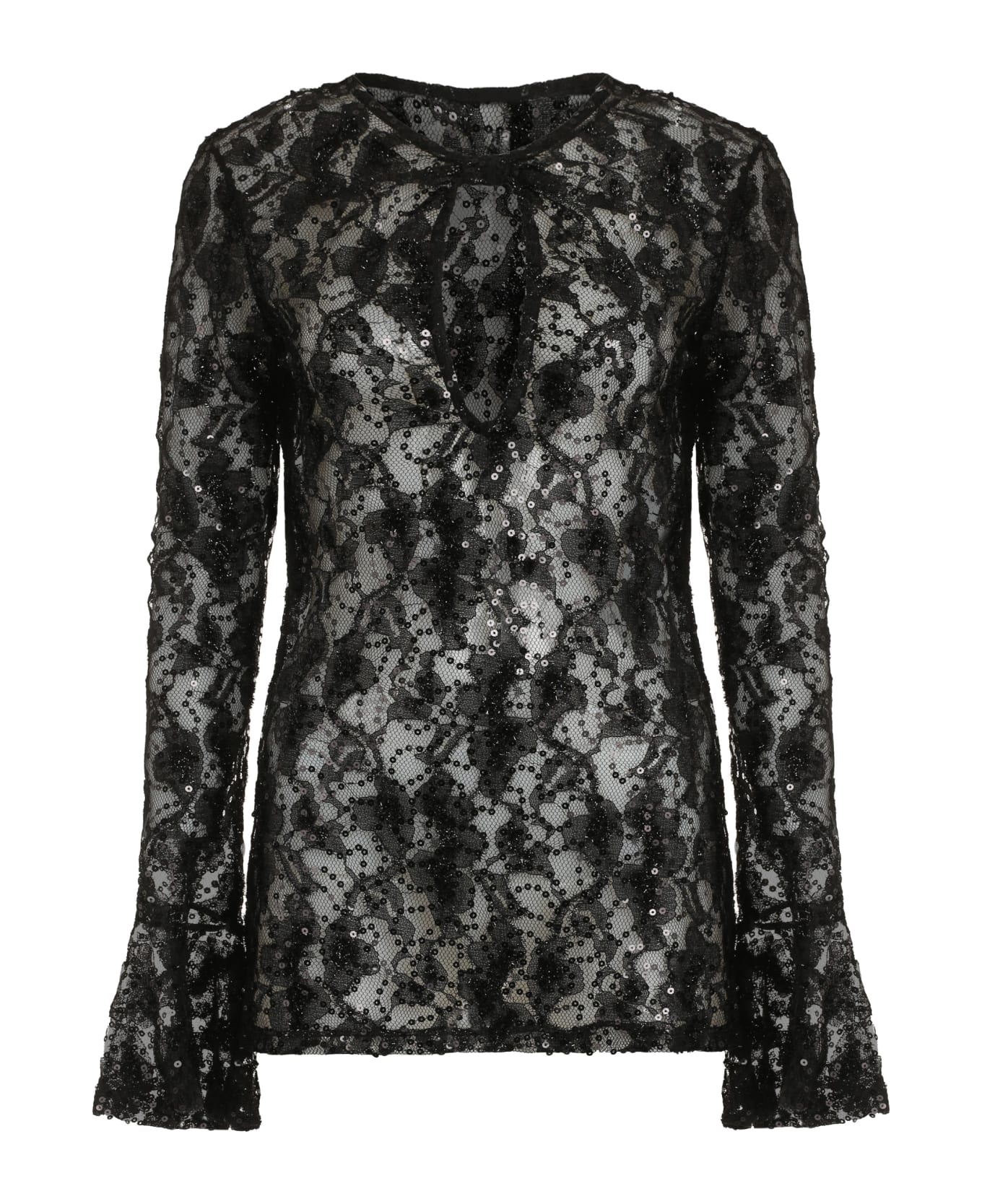 Nina Ricci Lace Top - black Tシャツ