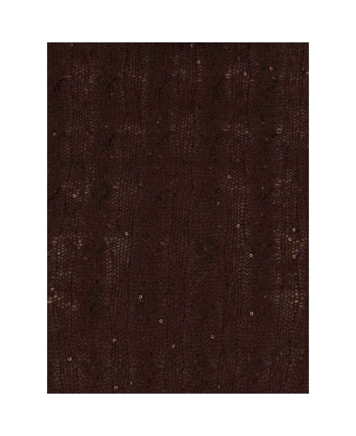 Brunello Cucinelli Brown Crewneck Dress With All-over Sequin Embellishments In Wool Blend Woman - Brown