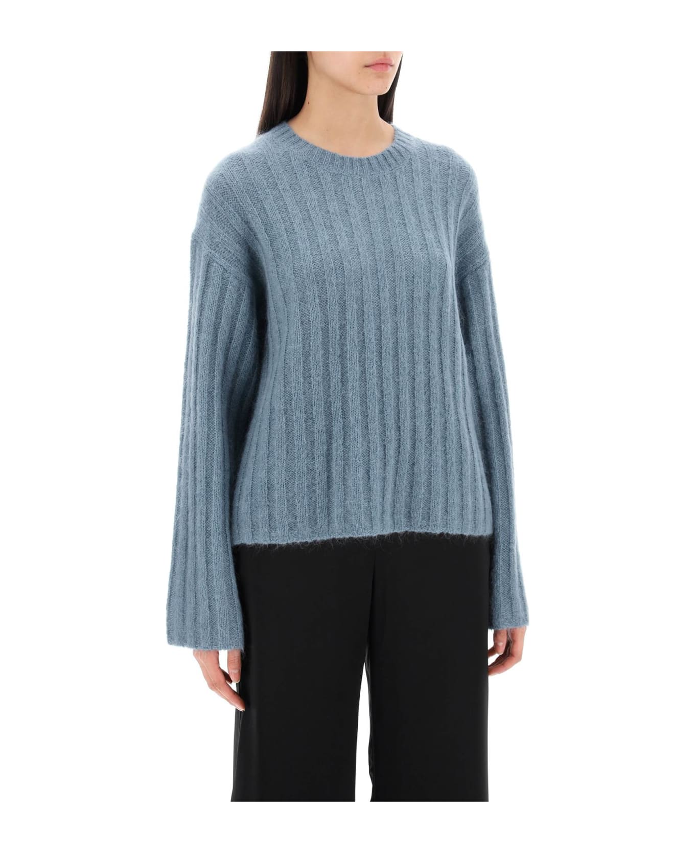 By Malene Birger Ribbed Knit Pullover Sweater - COOL WATER (Light blue)