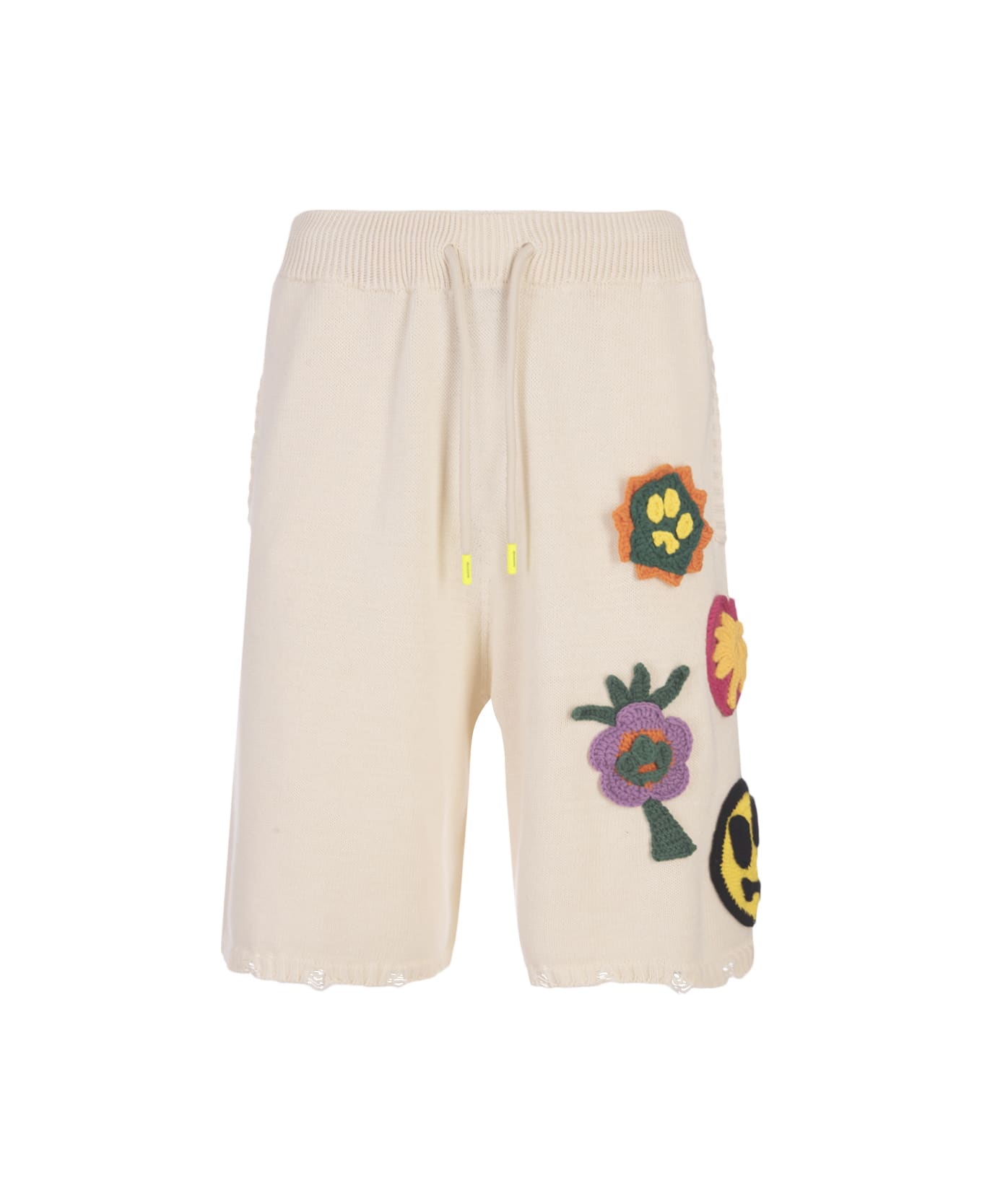 Barrow Dove Shorts With Crochet Applications - Bianco sporco