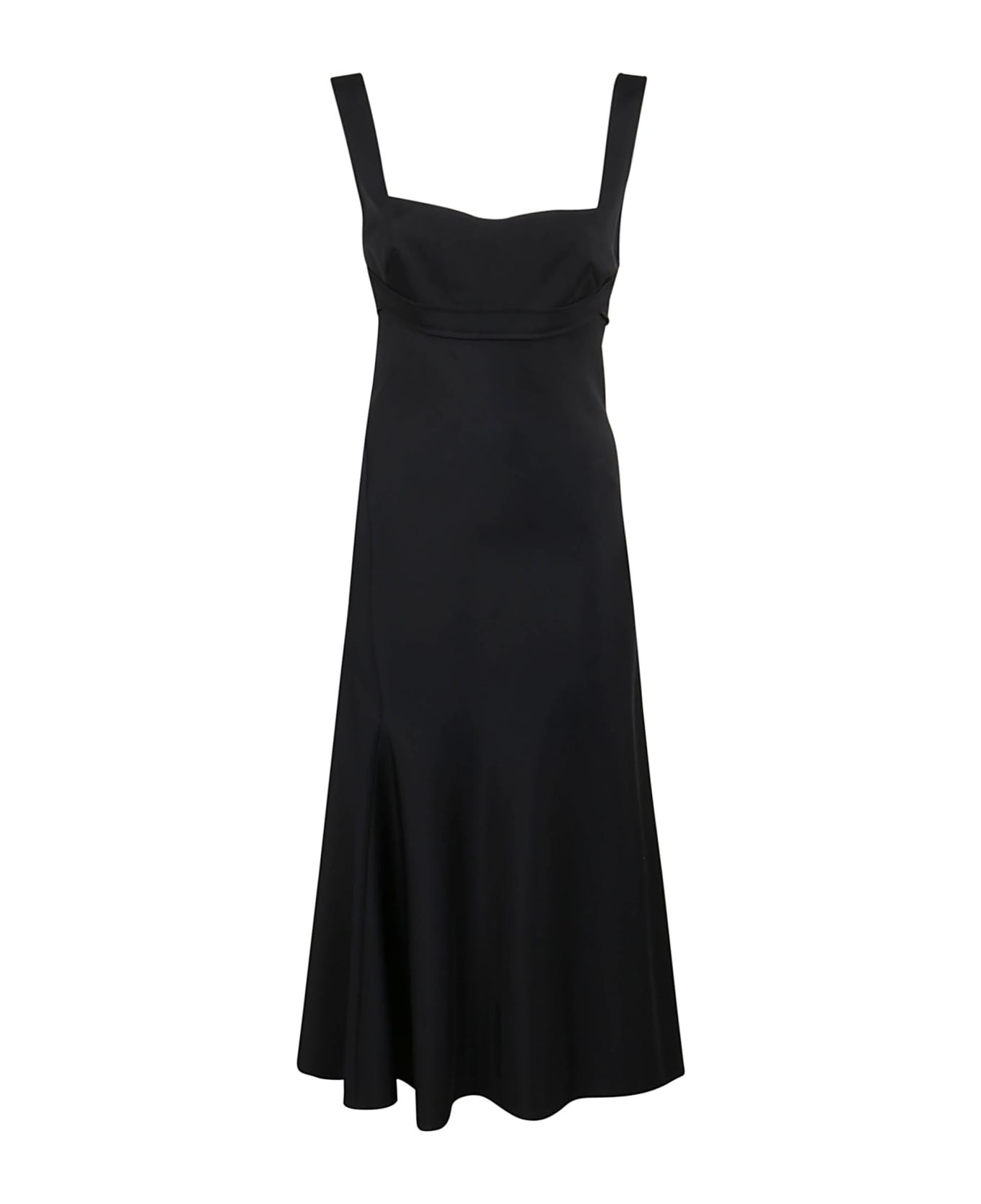 Victoria Beckham Stretch Cady Flare Midi Dress - Black