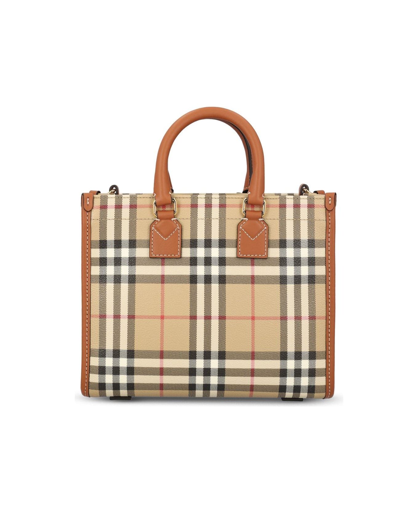 Burberry Mini Freya Tote Bag - VNTG CHK/BRIAR BROWN