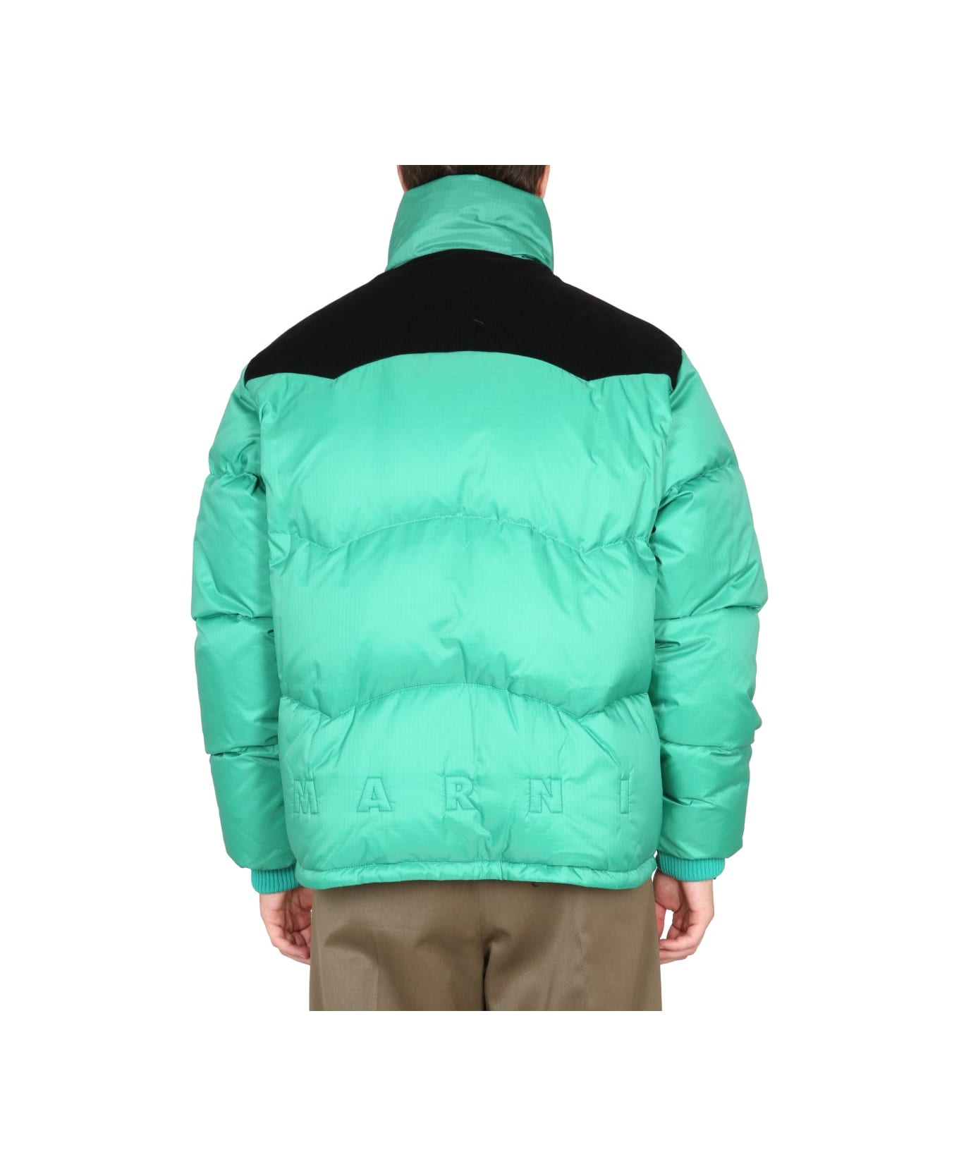 Marni Color-block Down Jacket - GREEN