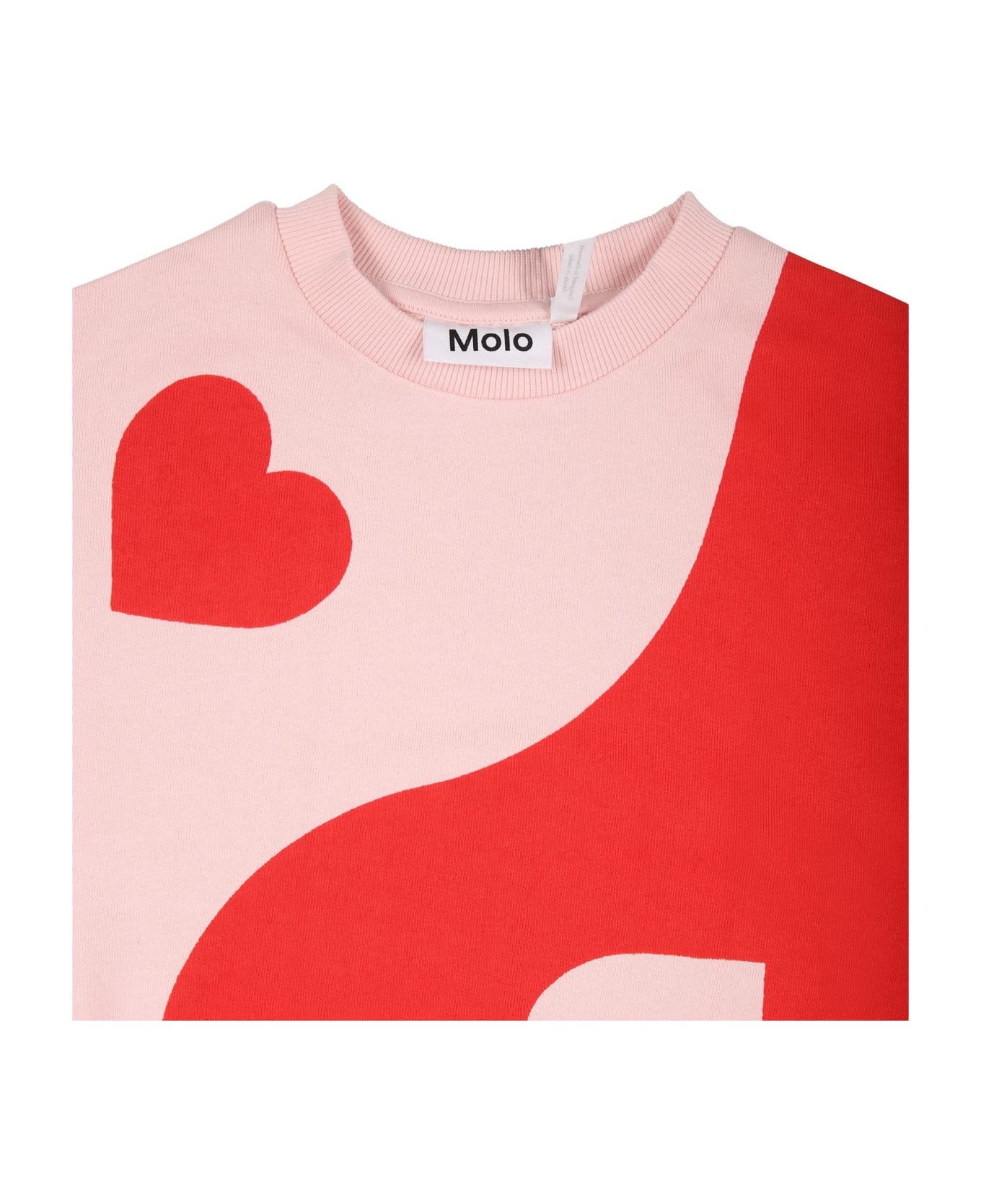 Molo Red Sweatshirt For Girl With Hearts Print - Multicolor