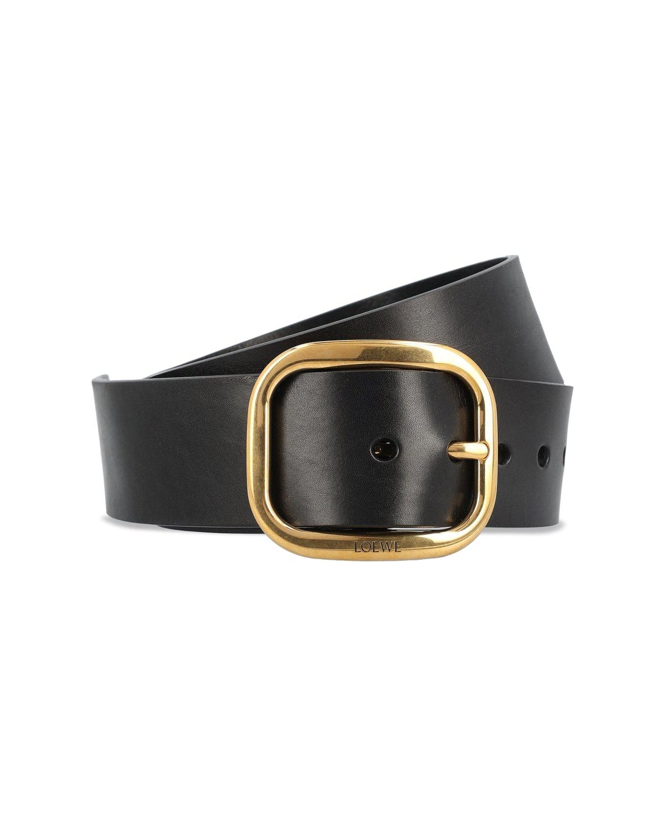 Loewe Pin Buckle Leather Belt - BLACK VINTAGE BRASS