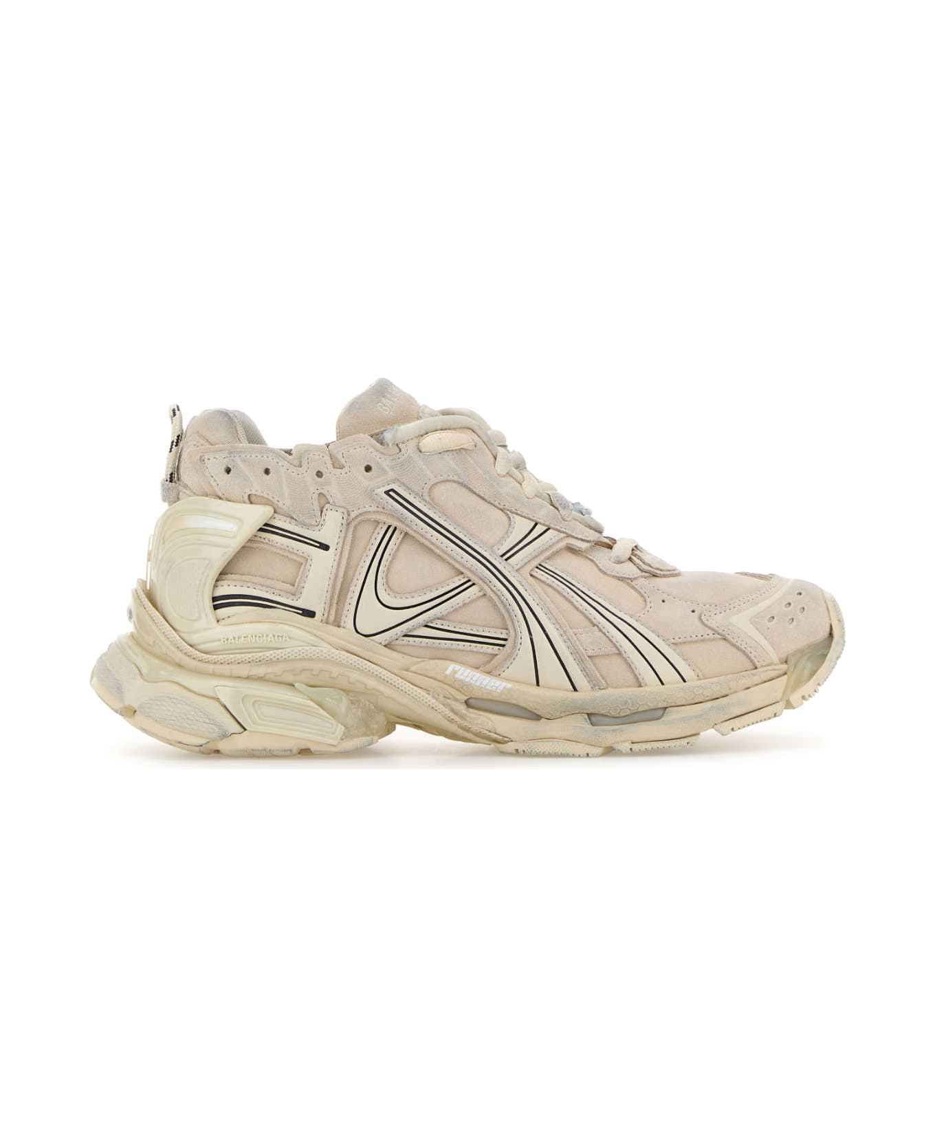 Balenciaga Sand Suede Runner Sneakers - BEIGE