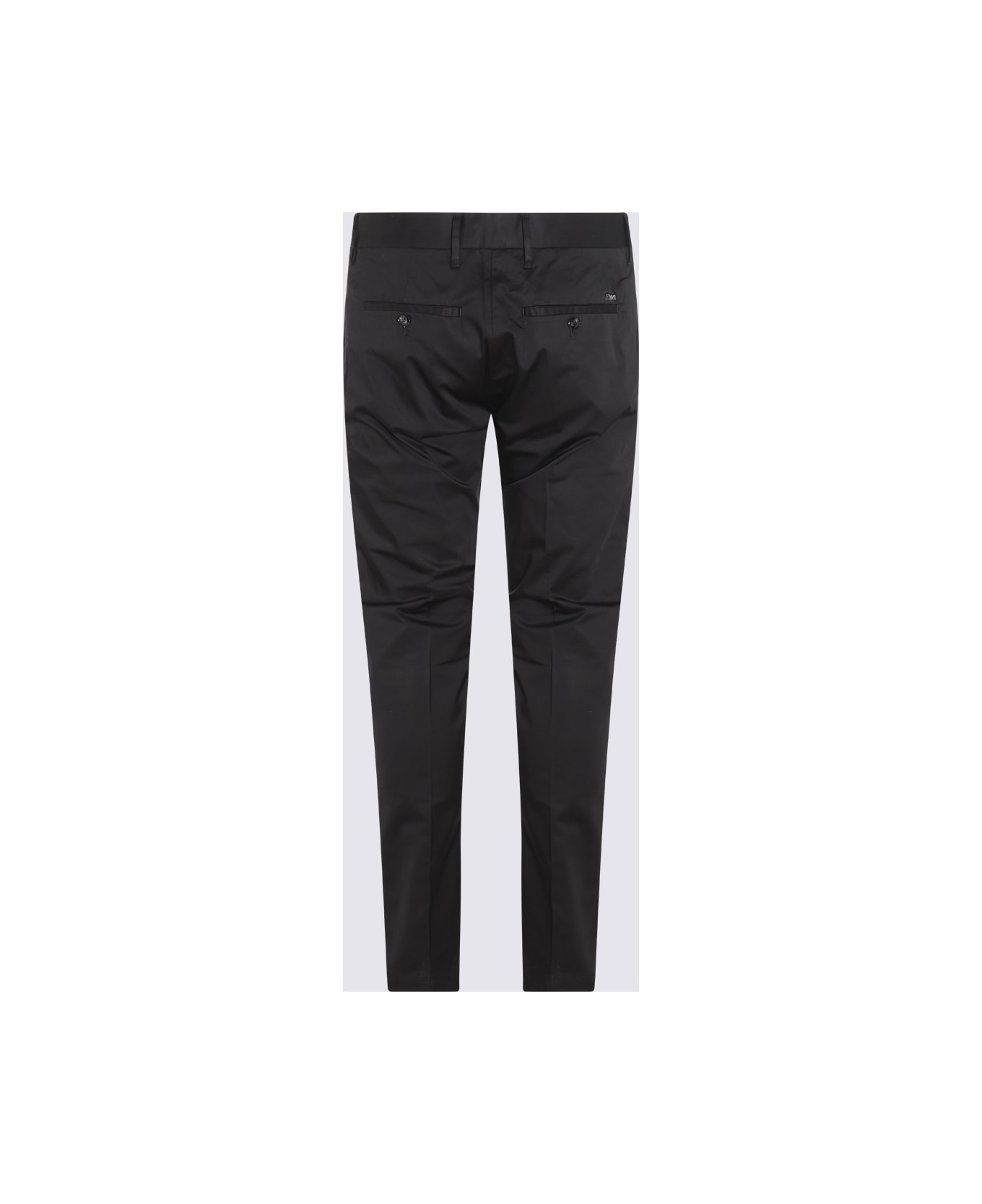 Emporio Armani Black Cotton Blend Pants - Black ボトムス