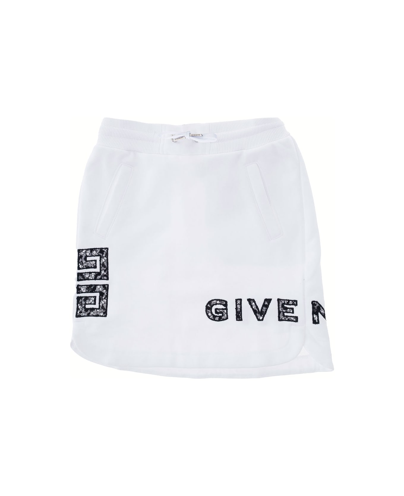 Givenchy 's Cotton White Girl Short Skirt With Logo With Lace - White