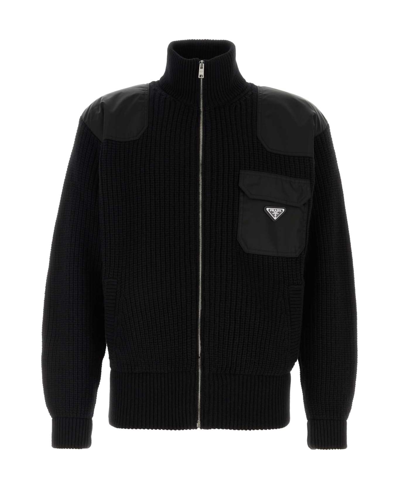 Prada Black Wool Blend Cardigan - NERO