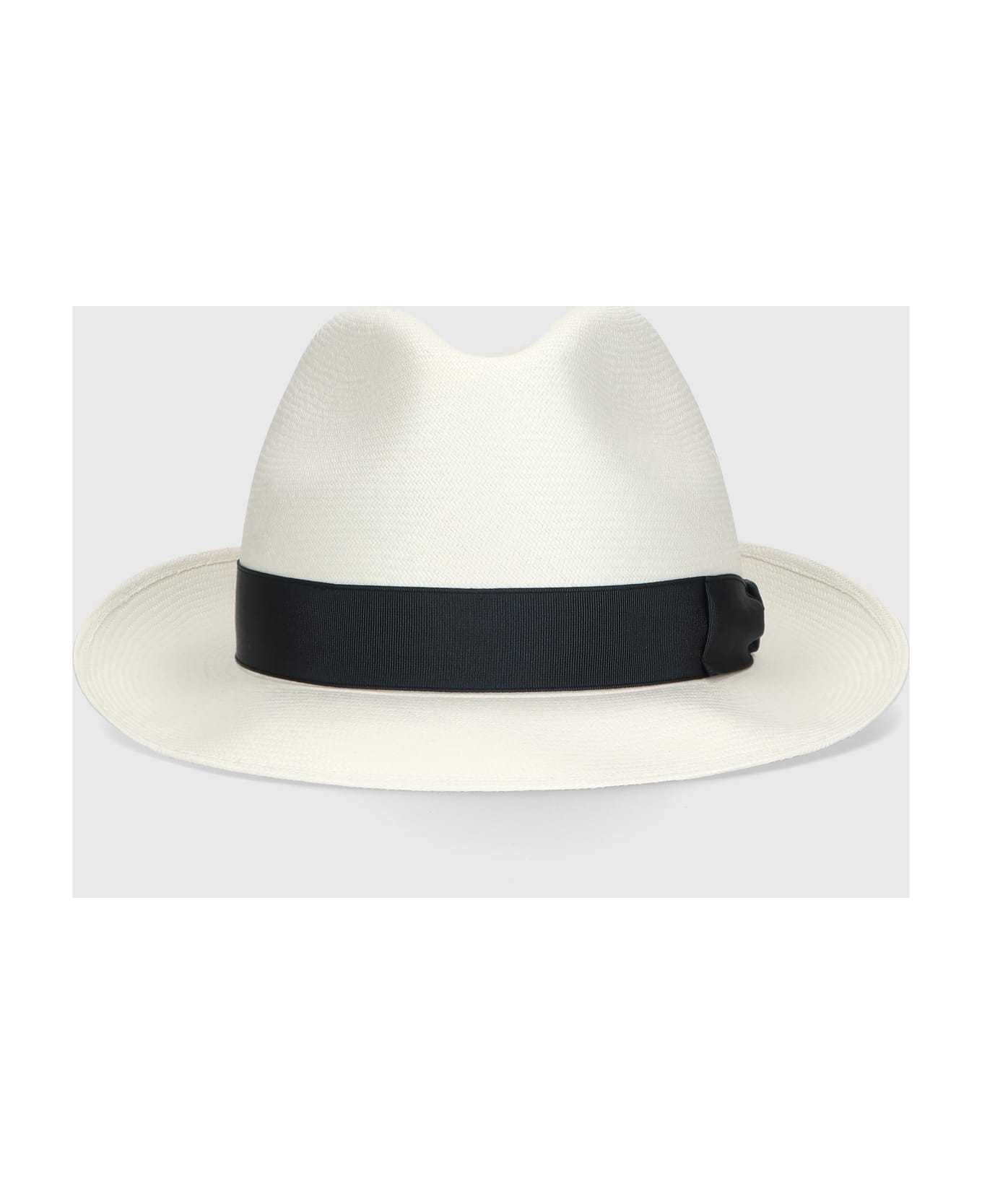 Borsalino Federico Panama Fine Medium Brim - WHITE, BLUE HAT BAND 帽子