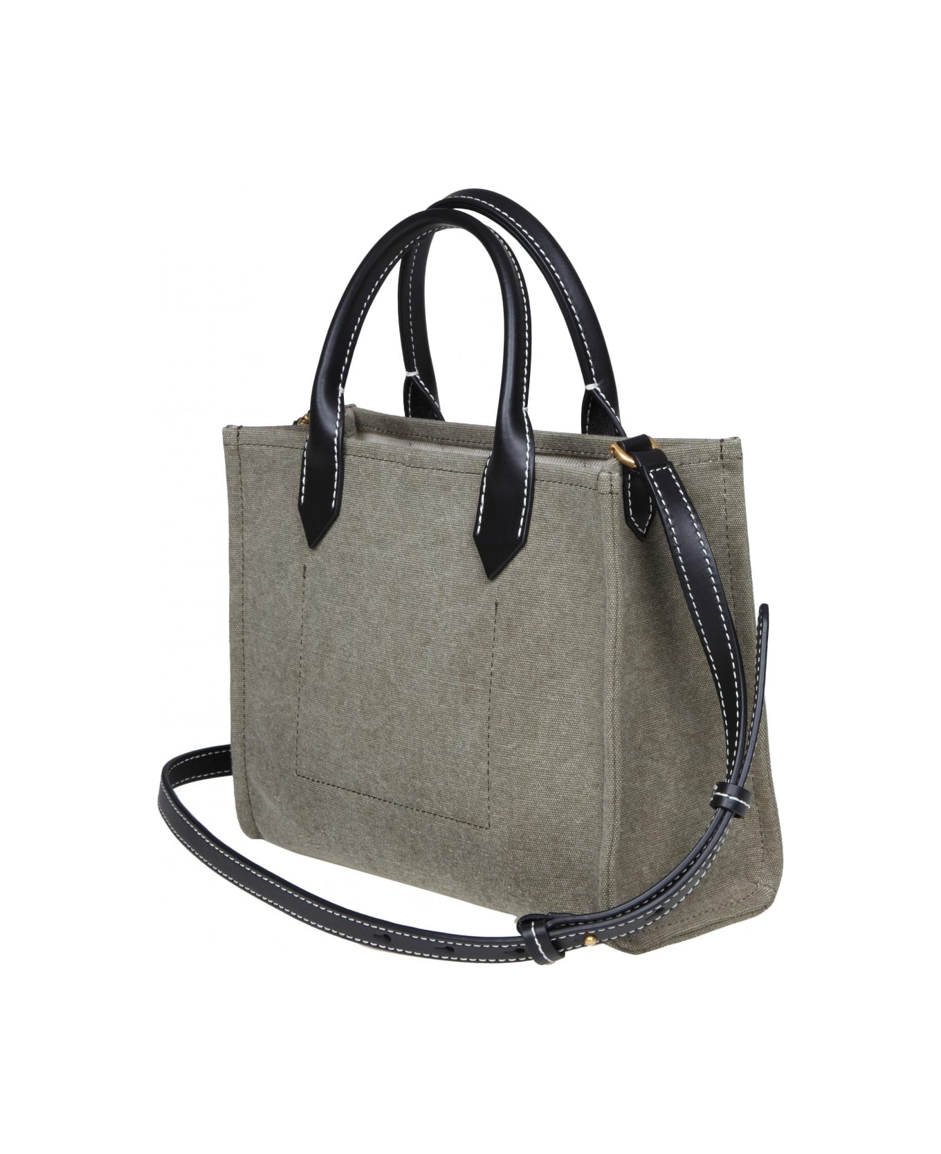 Balmain Small B-army Shopper In Canvas With Logo - kaki/noir