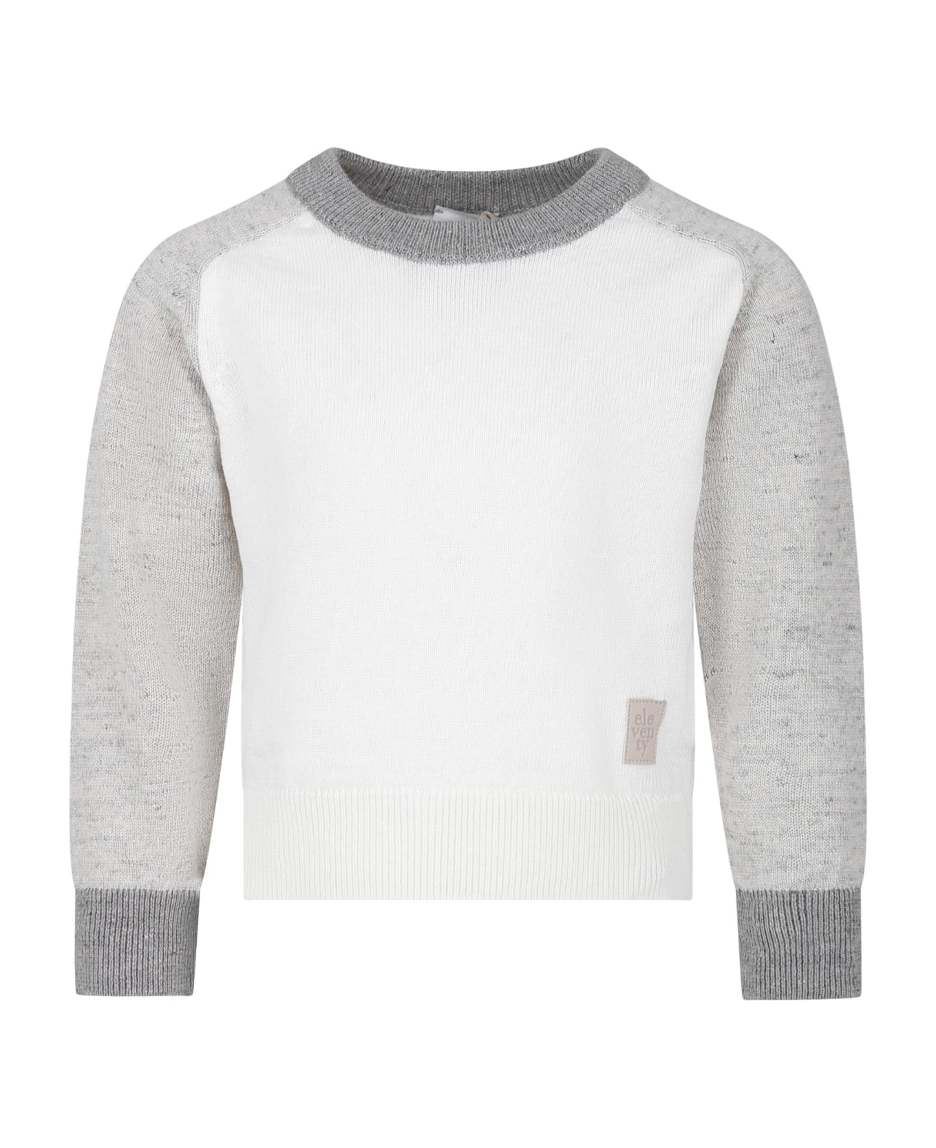Eleventy Ivory Sweater For Boy With Logo - Ivory ニットウェア＆スウェットシャツ