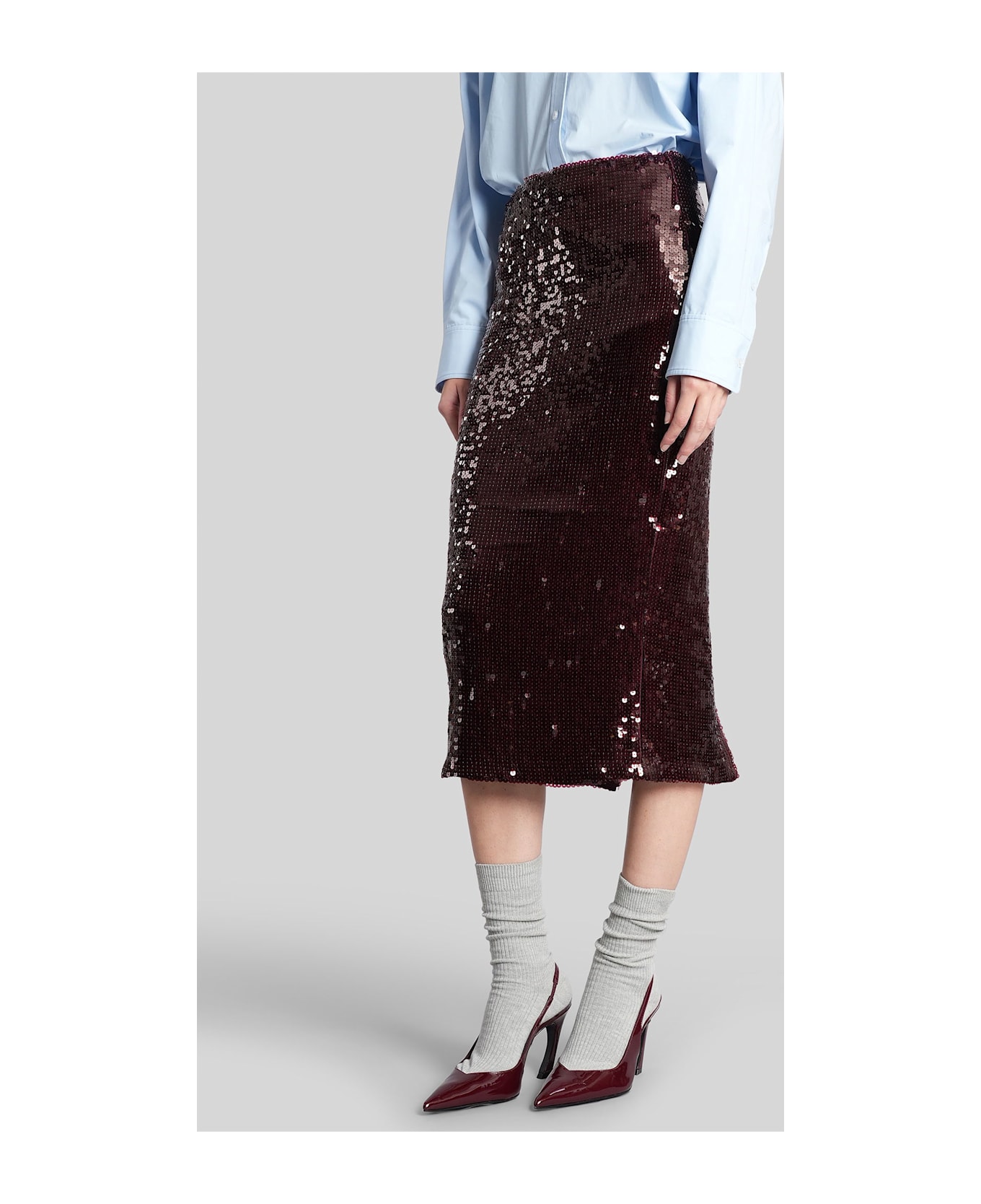 Rotate by Birger Christensen Skirt In Bordeaux Polyamide - bordeaux