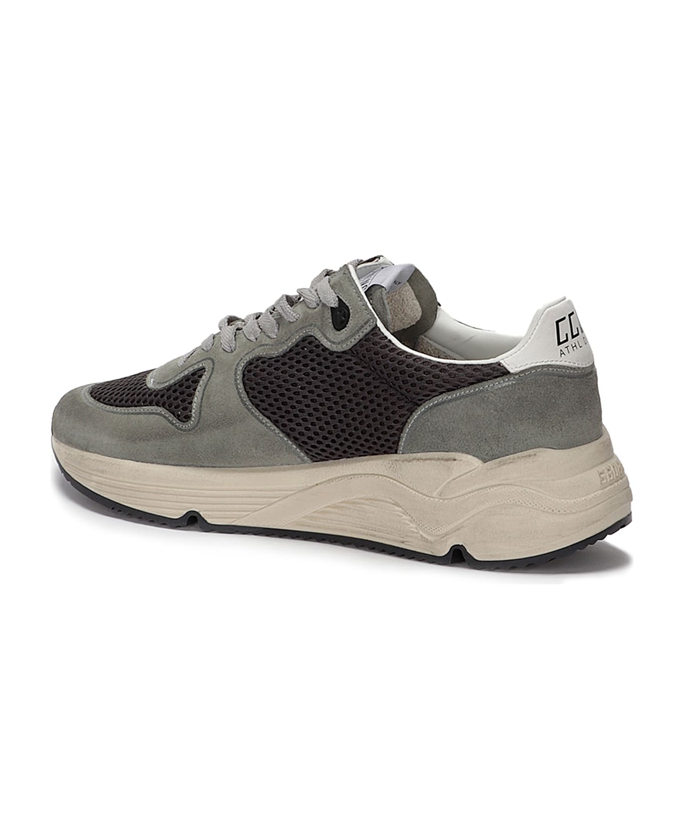 Golden Goose Running Net Upper Suede Toe And Spur Leather Star - GREEN/GREY/WHITE