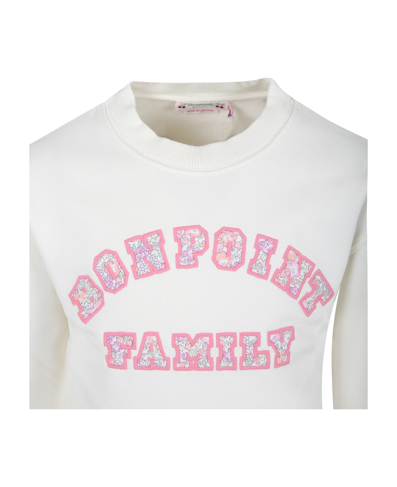 Bonpoint Ivory Sweatshirt For Girl With Logo - Ivory