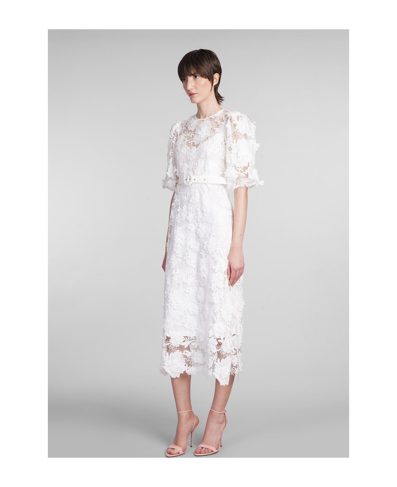 Zimmermann Dress In White Cotton - white ワンピース＆ドレス