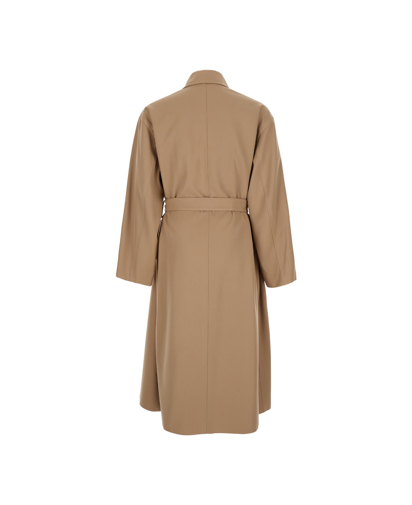 Jil Sander Beige Double Breasted Trench With Belt In Wool Man - Beige
