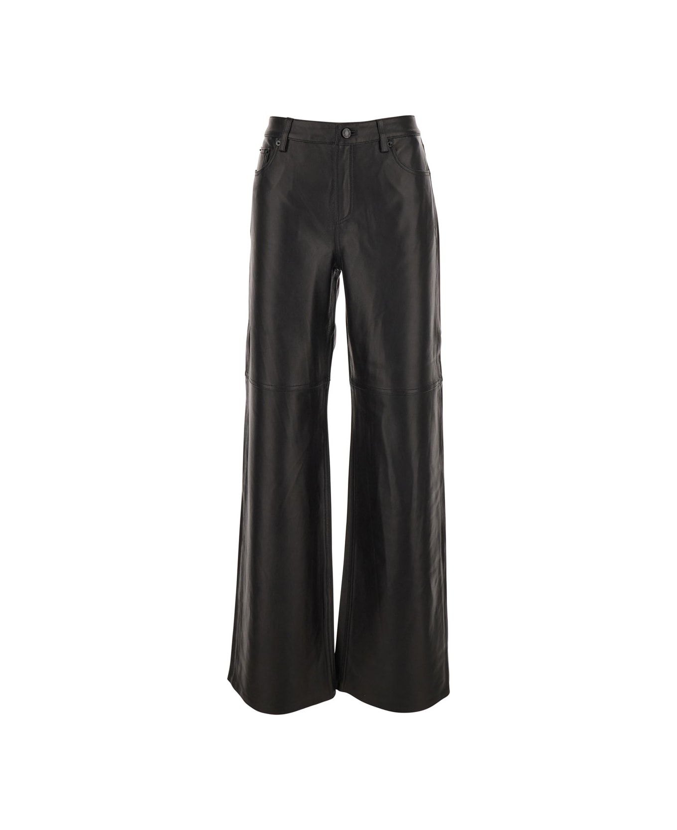 MICHAEL Michael Kors Black Pants With Belt Loops In Leather Woman - Black