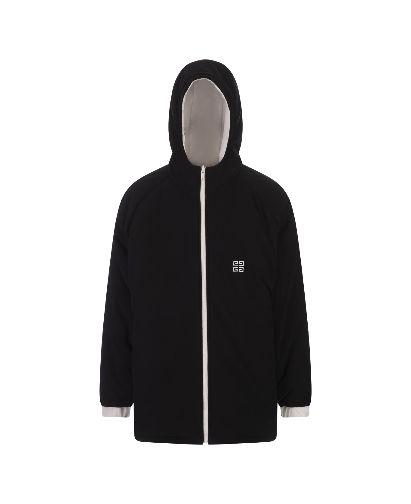 Givenchy Black/white Givenchy Reversible Football Parka In Fleece - White コート