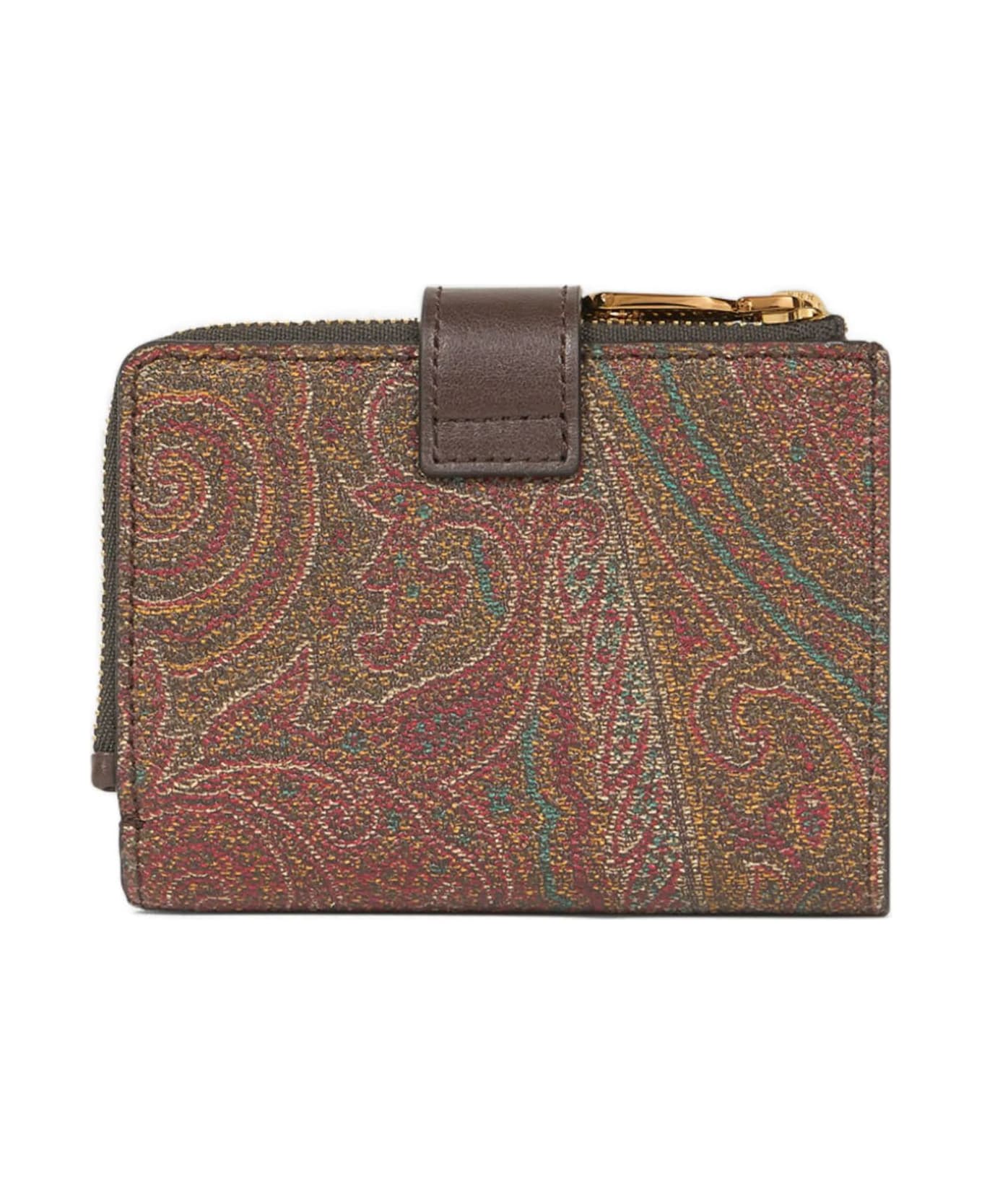 Etro Wallet In Iconic Paisley Jacquard Fabric - Brown