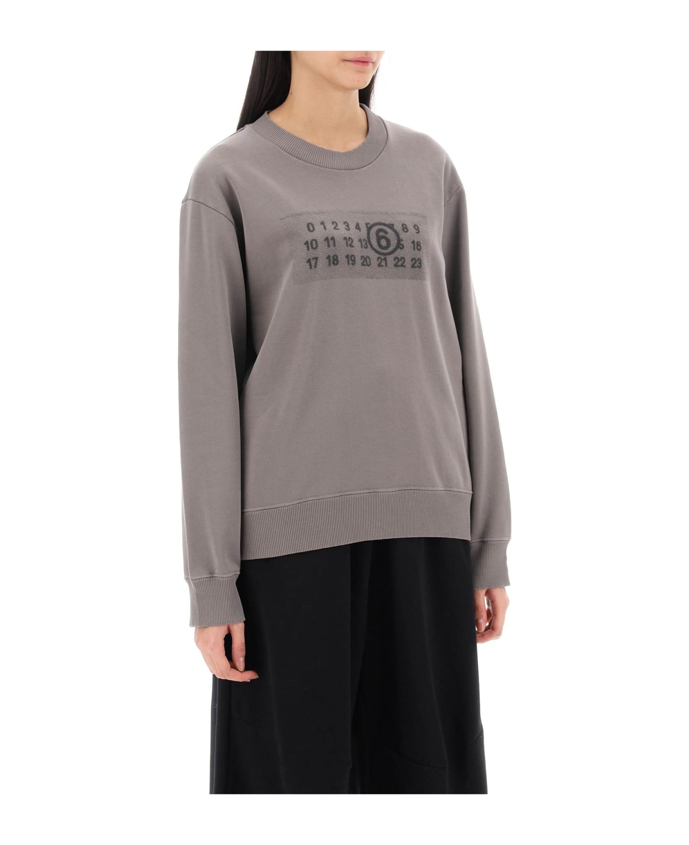 MM6 Maison Margiela Sweatshirt With Numeric Logo Print - Taupe