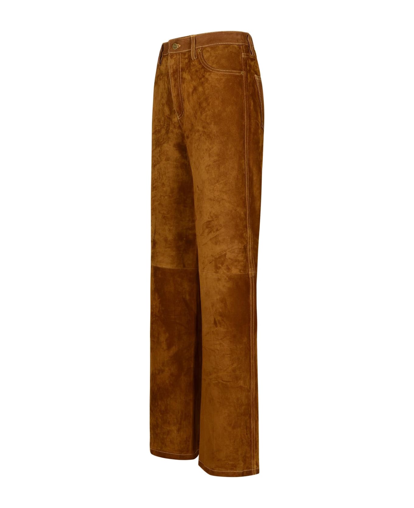 Golden Goose Brown Cowhide Trousers - TOBACCO BROWN