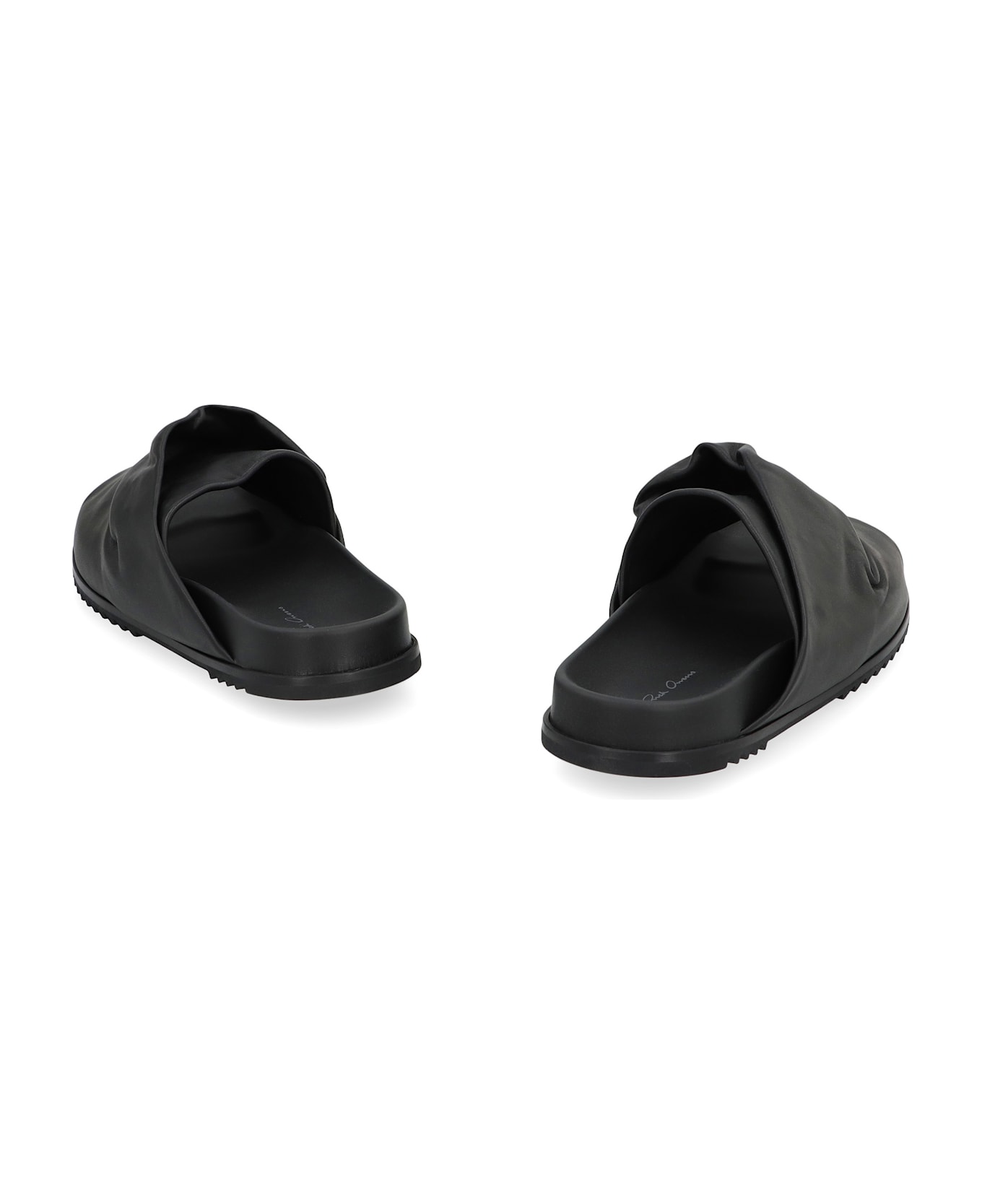 Rick Owens Mobius Leather Slides - black