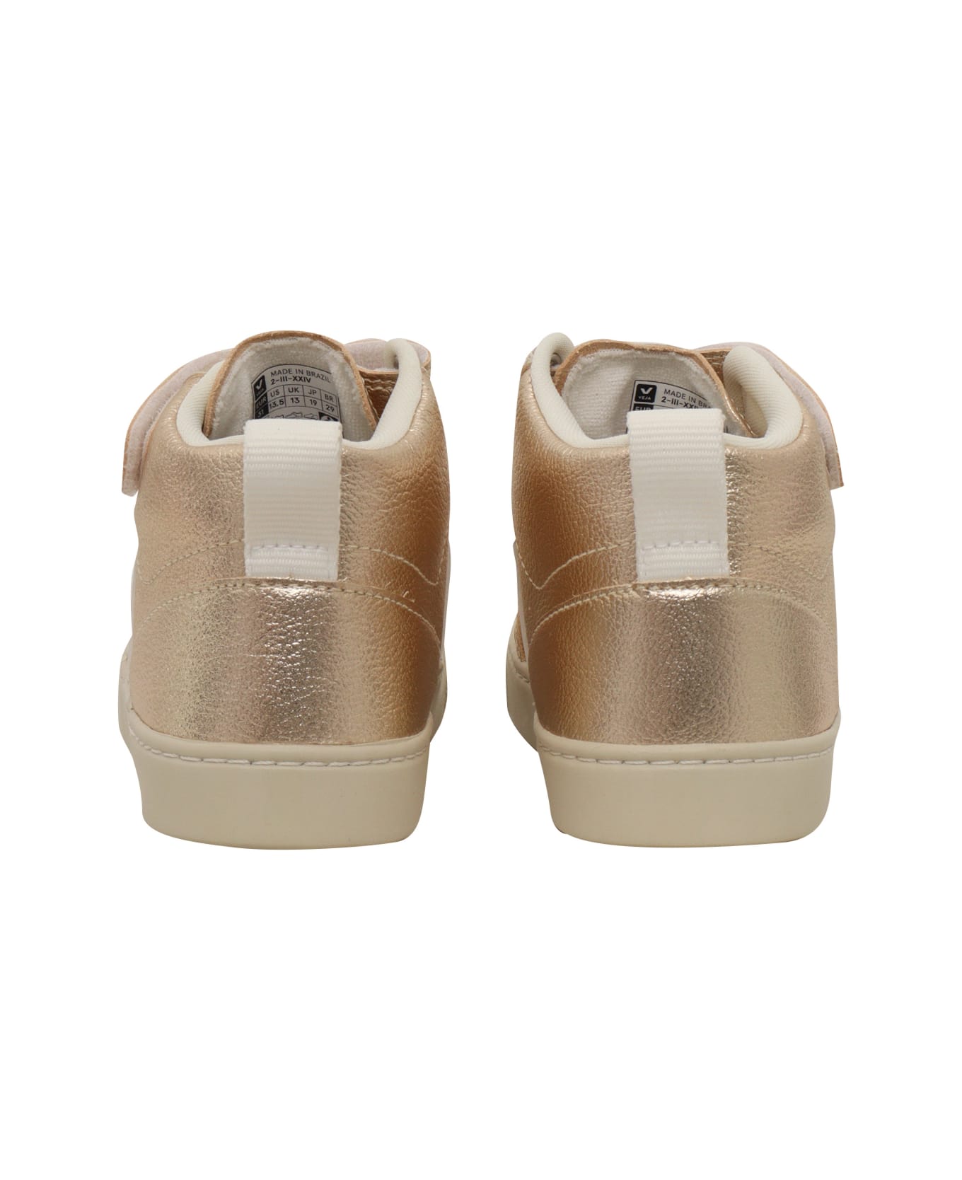 Veja Small V-10 Mid Chromefree Leather Platine_white Sneakers - WHITE
