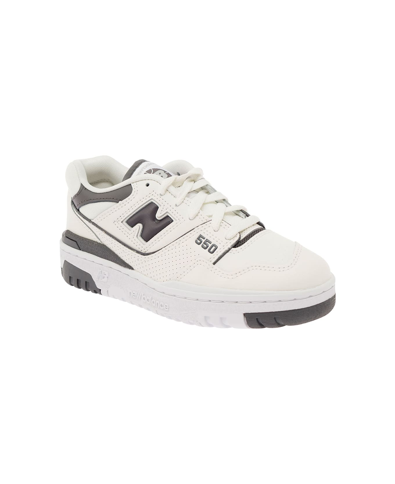 New Balance '550' White And Black Low Top Sneakers With Logo In Leather Woman - Black
