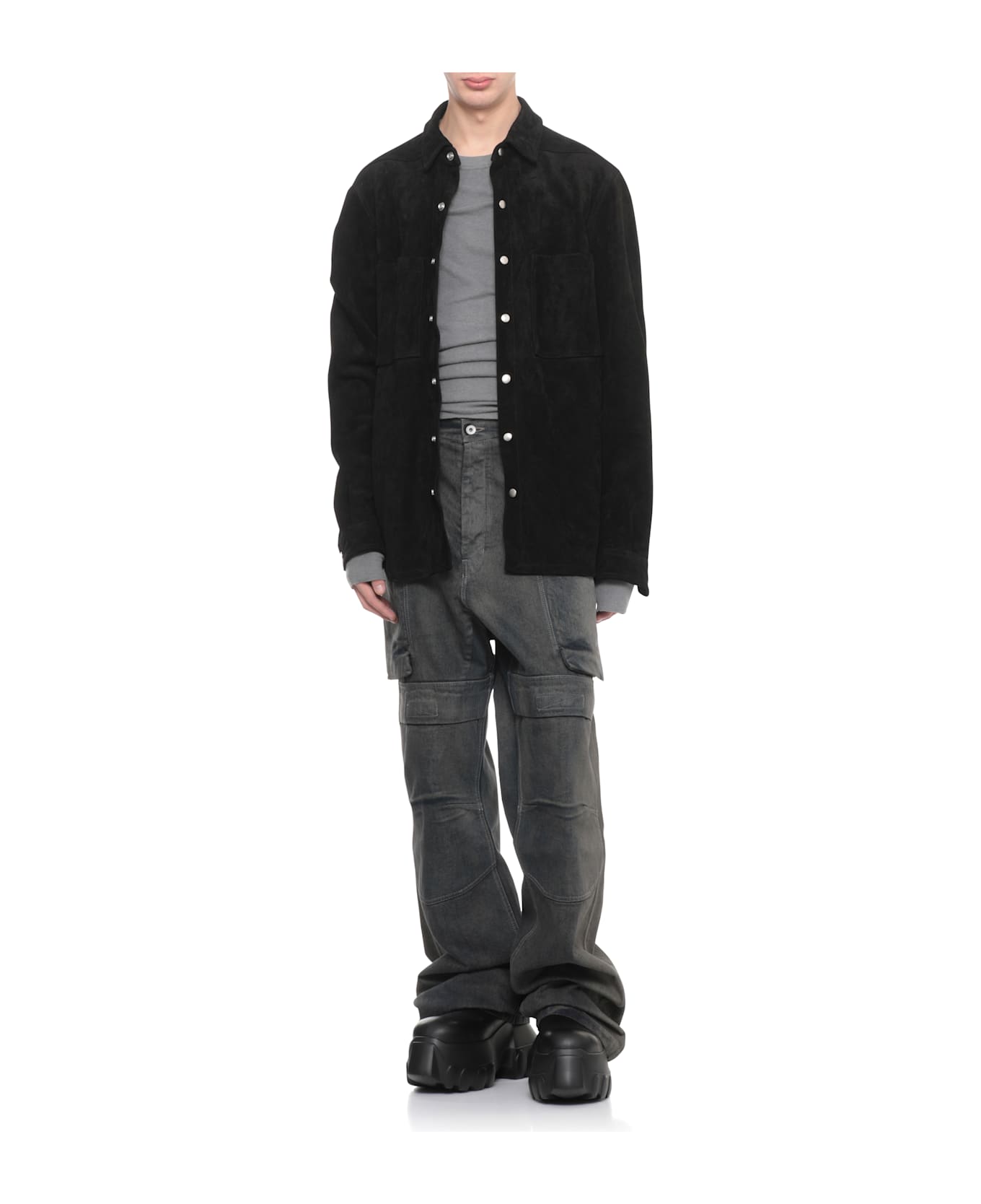 Rick Owens Outershirt Leather Jacket - Black