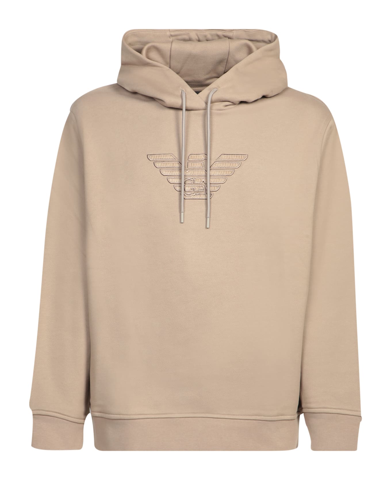 Emporio Armani Beige Hoodie With Chest Logo - Beige