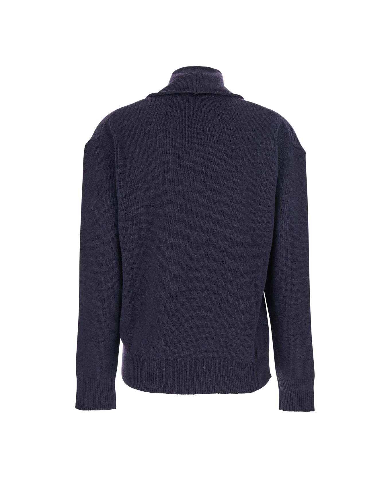 Mauro Grifoni Blue Sweater With V Neck And Ribbed Trims In Wool Woman - Blu